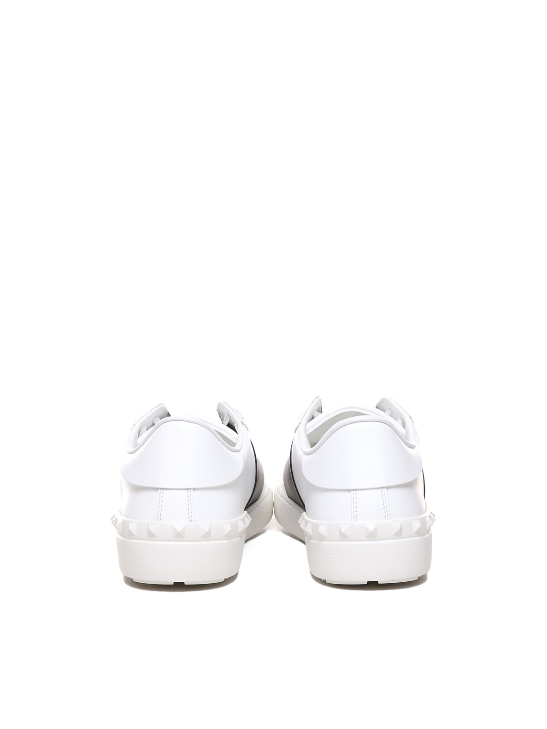 Shop Valentino Open Leather Sneakers In White