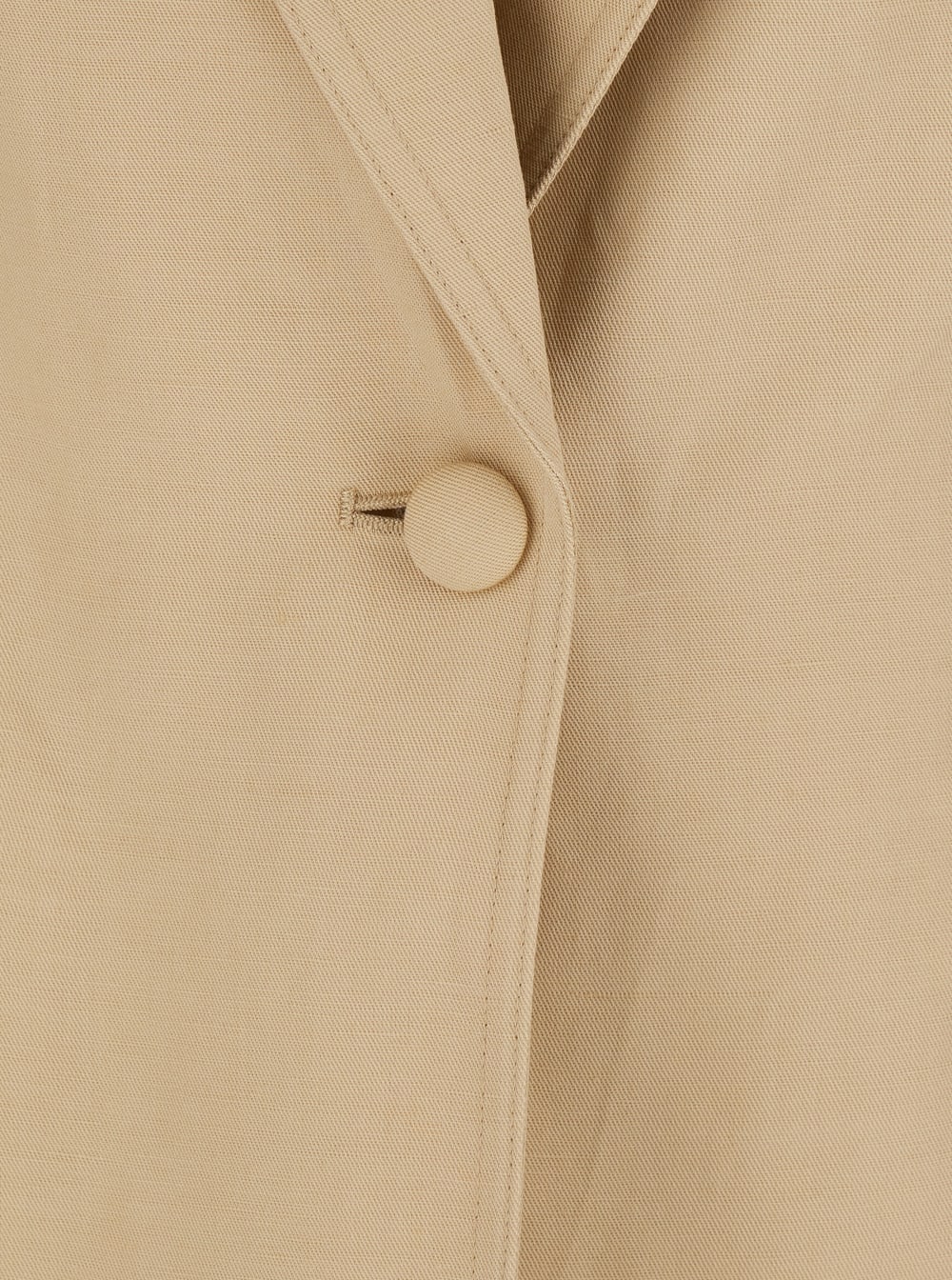 Twinset Beige Jacket With Classic Lapels And Metallic Logo On The Back In Linen Blend Woman In Beige
