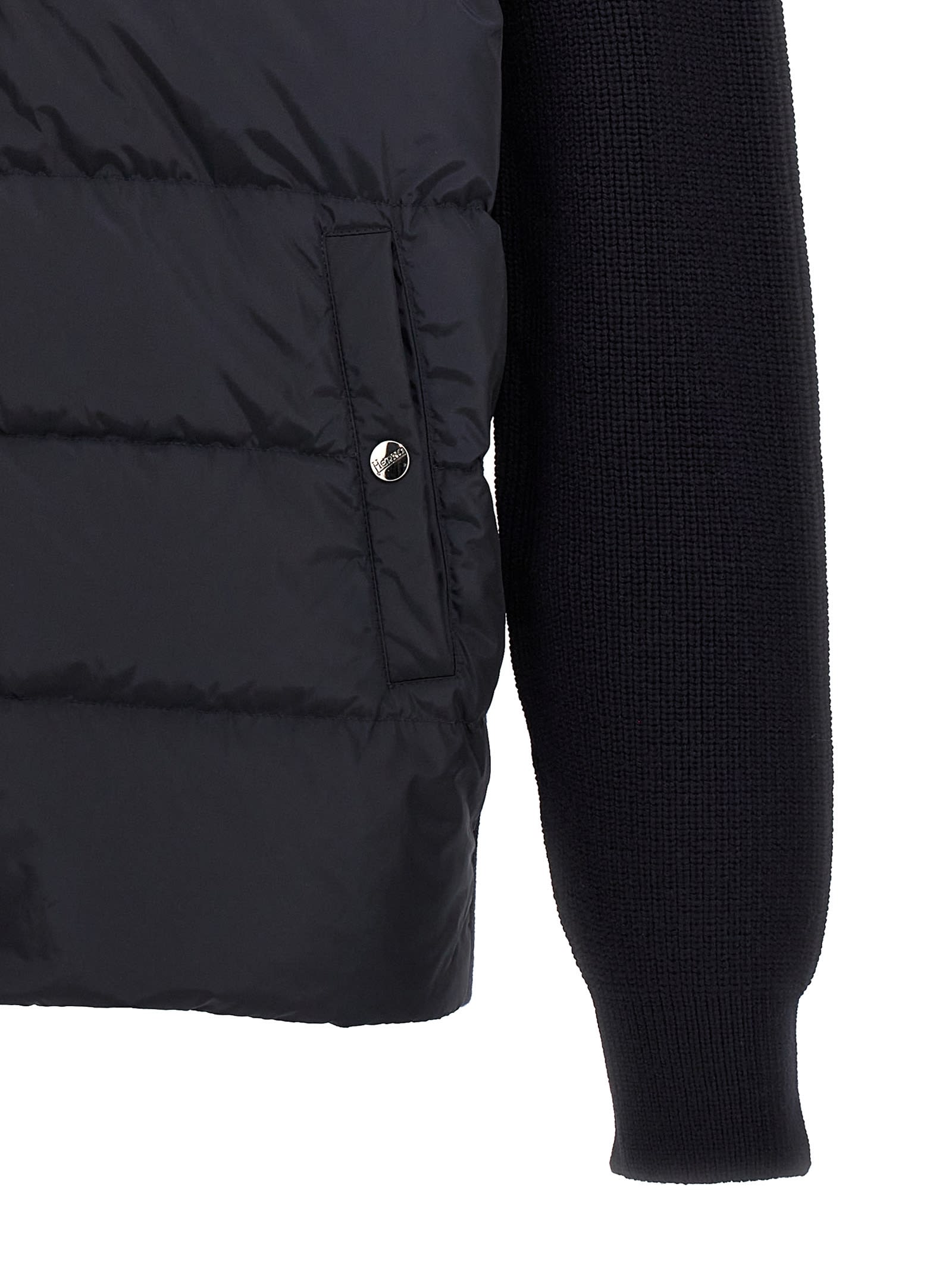 Herno L And Padded Nylon Full-zip Cardigan In Blue