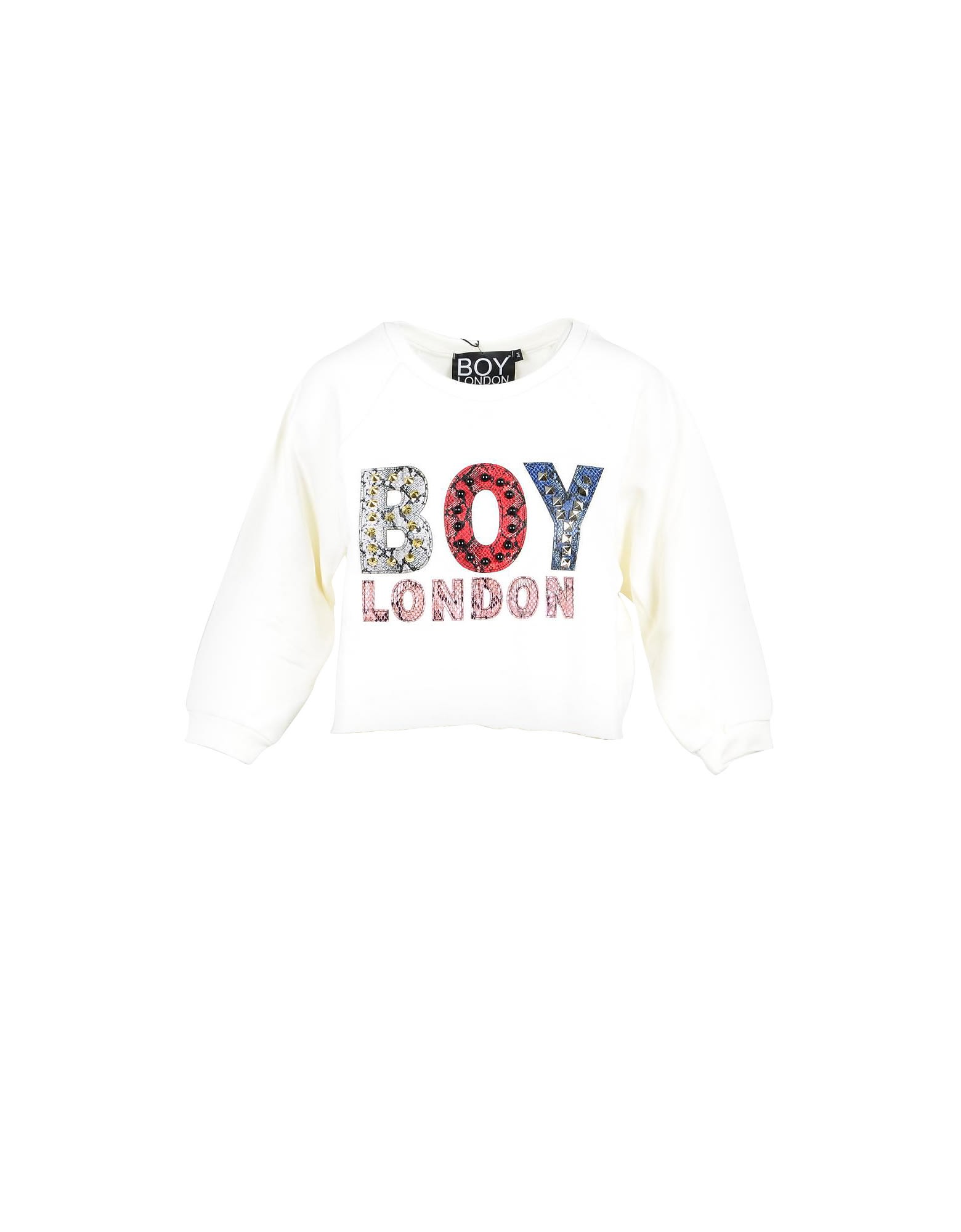 Boy London Off White Cotton Cropped Womens Sweatshirt