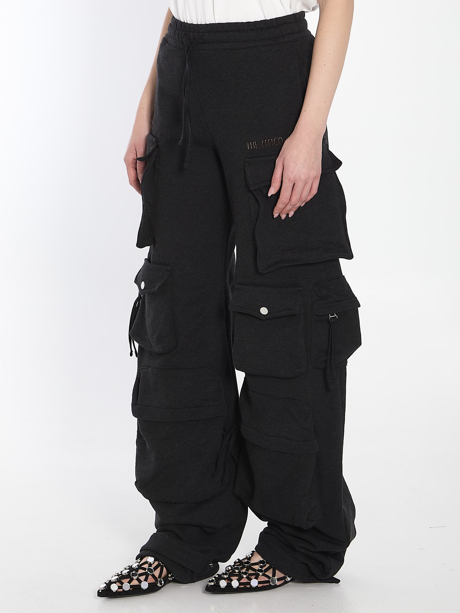 Attico Fern Low-rise Cargo Pants In Grey