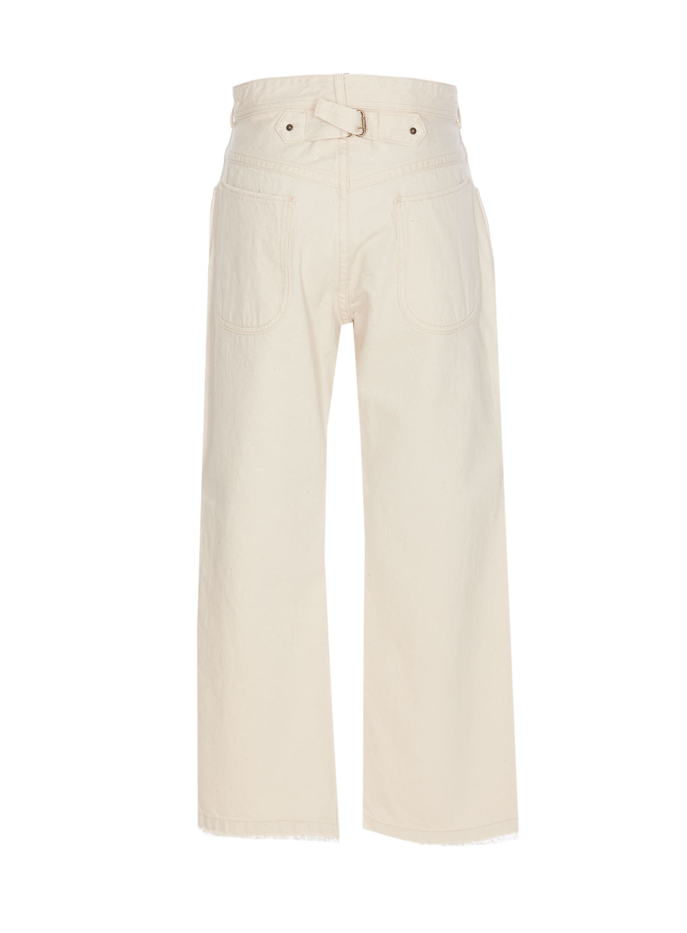 Maison Margiela Cropped Beige Cotton Jeans In White