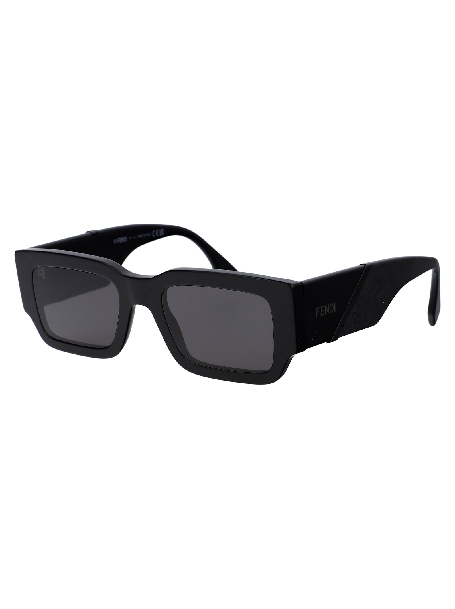 Shop Fendi Diagonal Sunglasses In 01a Shiny Black / Smoke