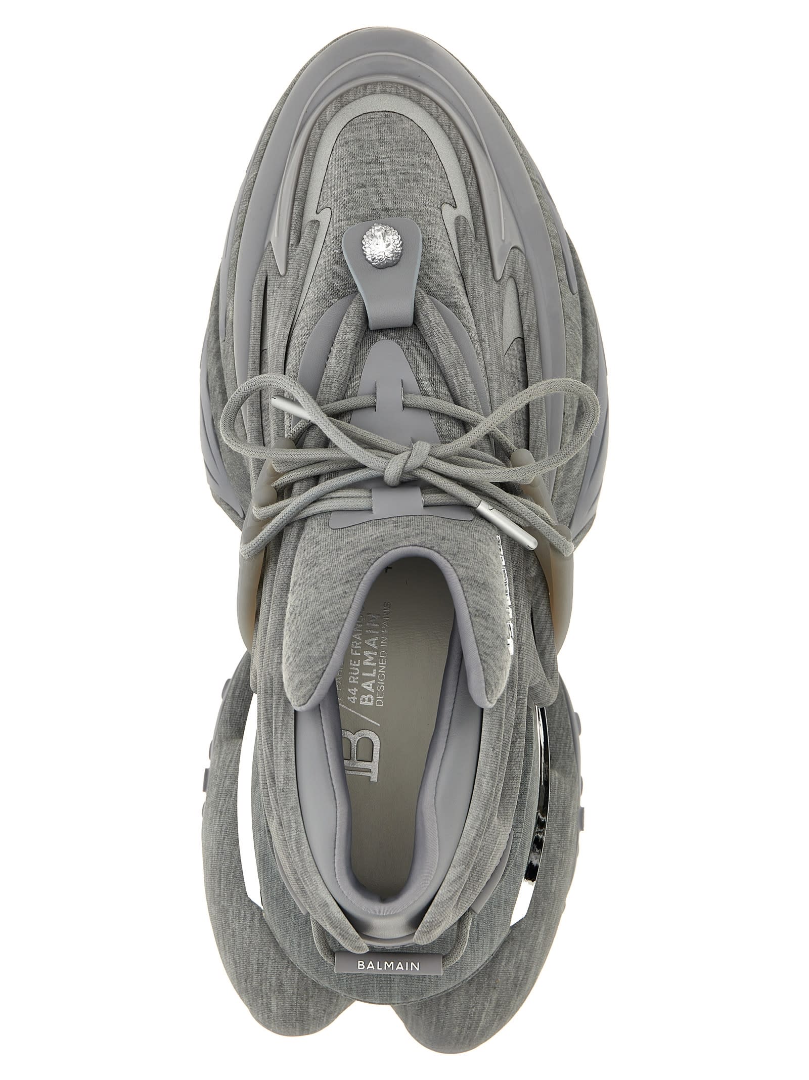 Balmain Unicorn Wave Fleece Sneakers In Gray