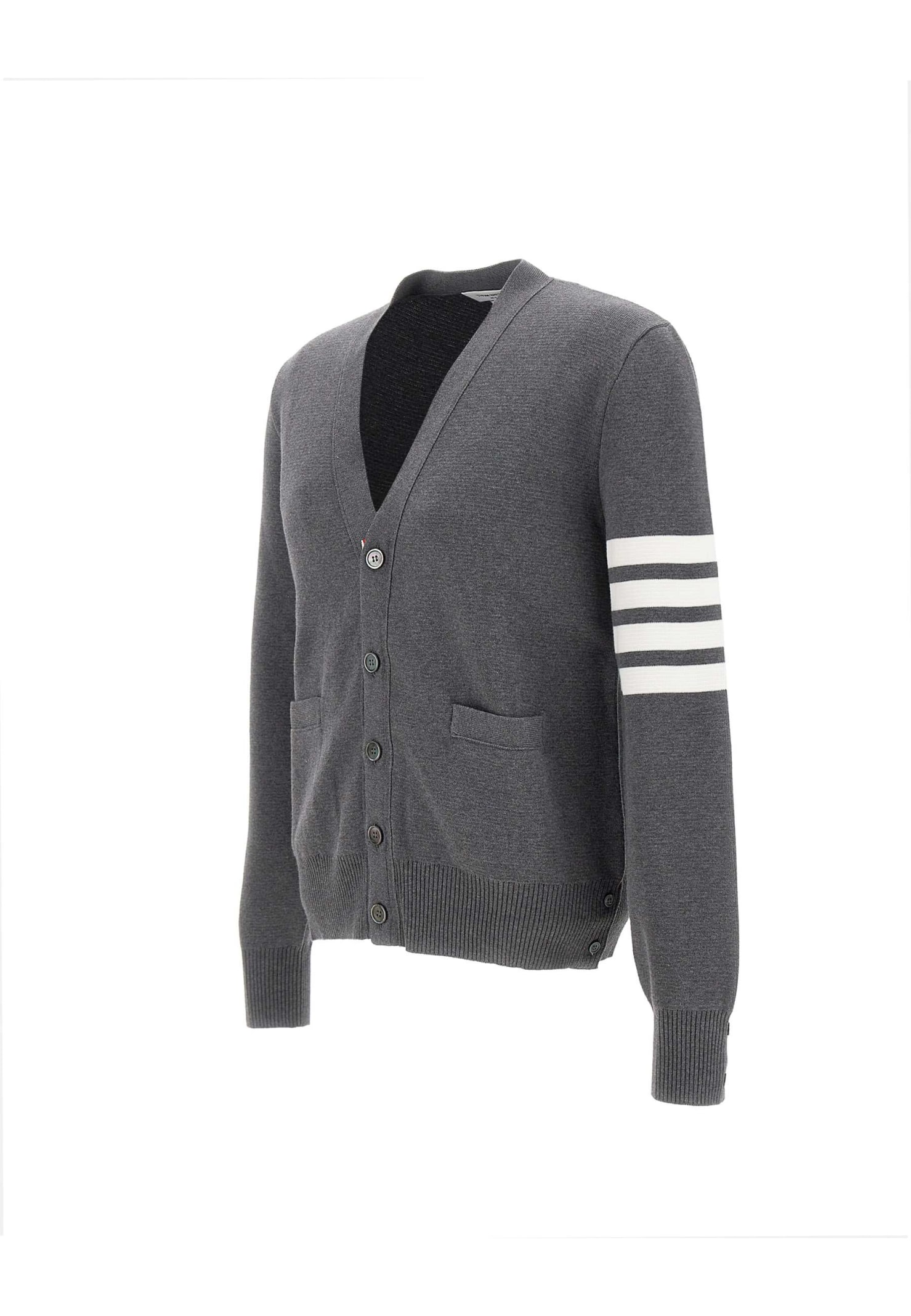 Thom Browne Milano Stitch 4bar Cotton Cardigan In Grey