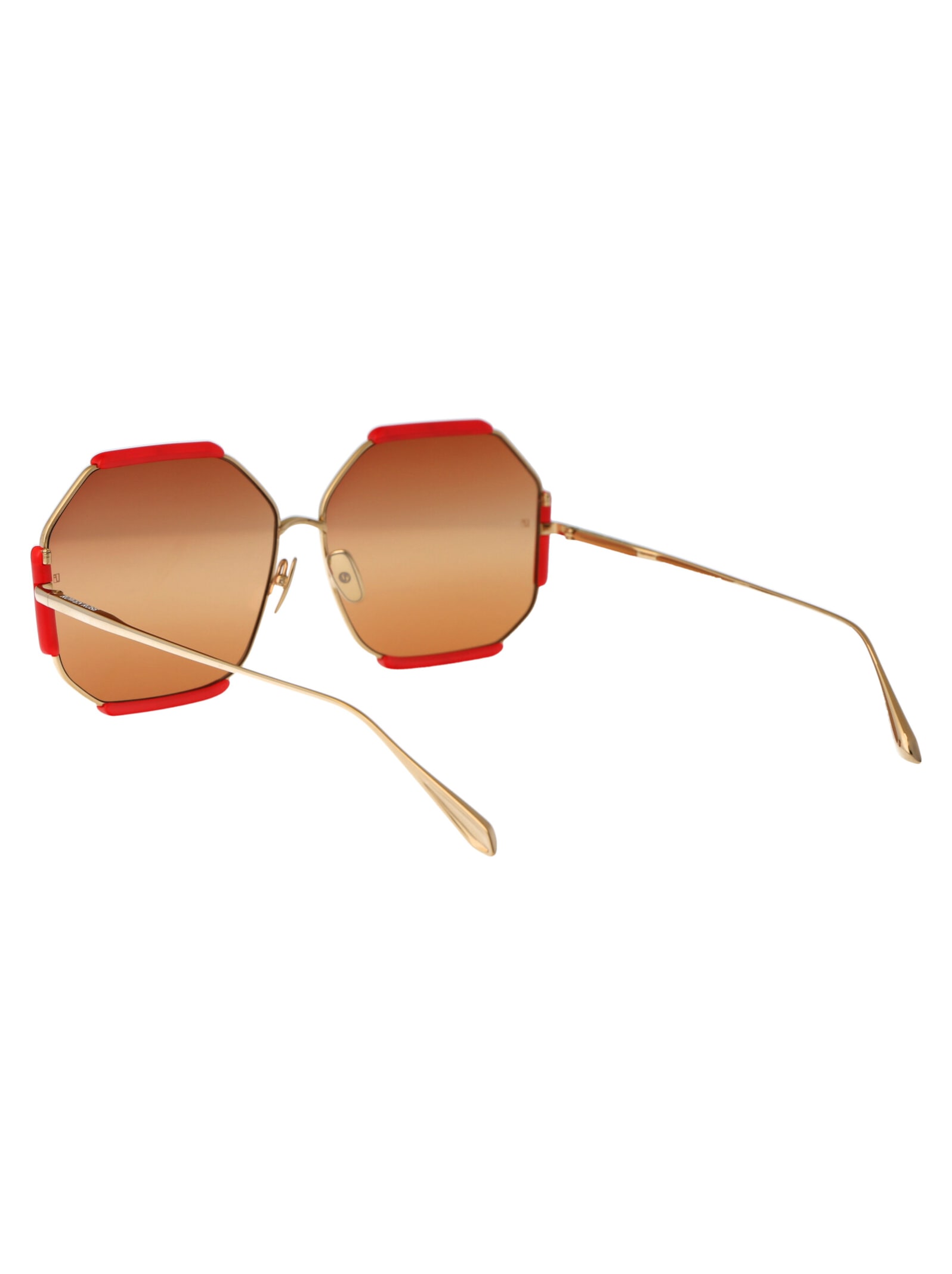 Shop Linda Farrow Margot Sunglasses In Lightgold/teracotta/orangegrad