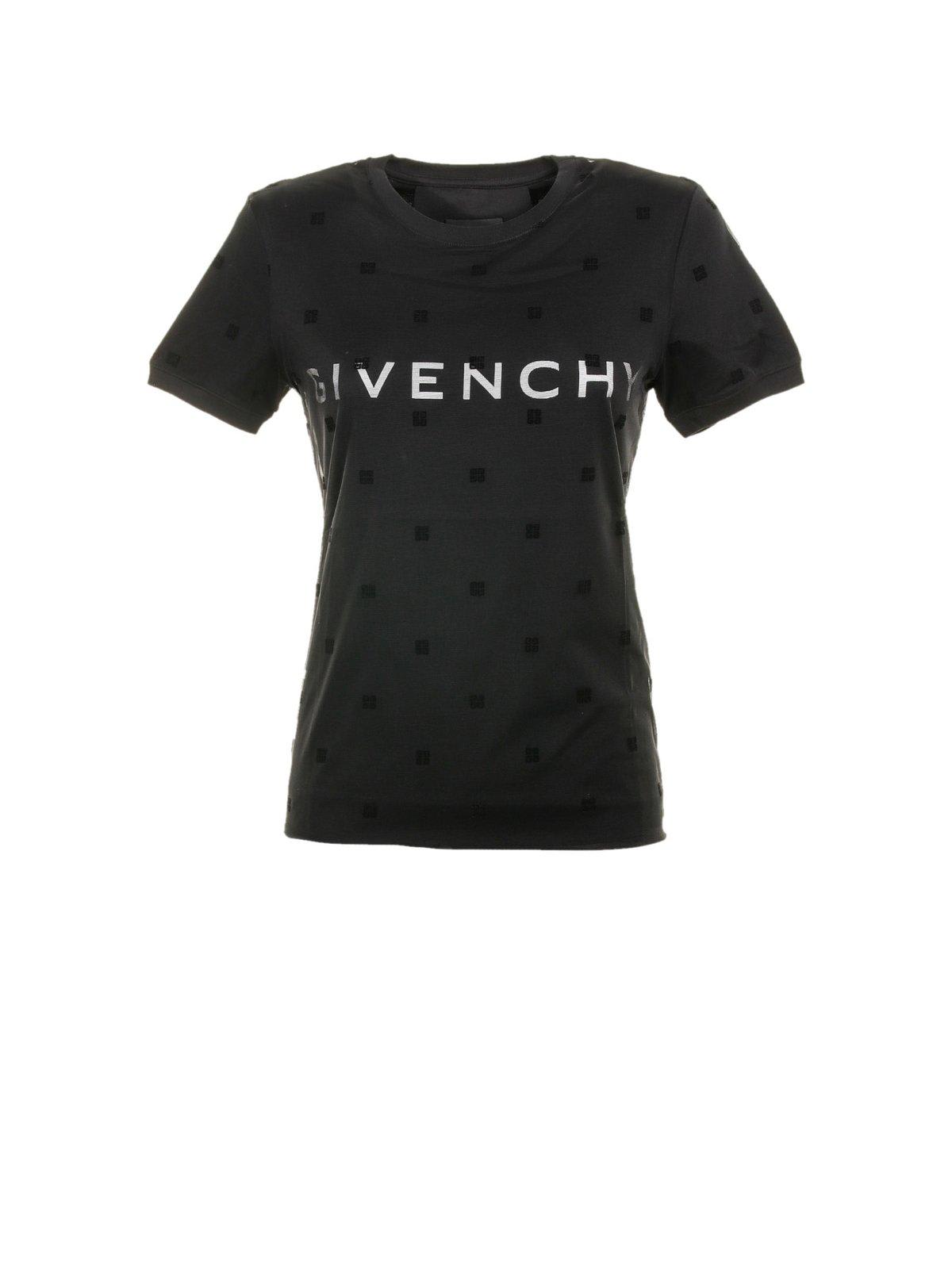 Shop Givenchy All-over Logo Motif Patch Mesh Shirt In Black