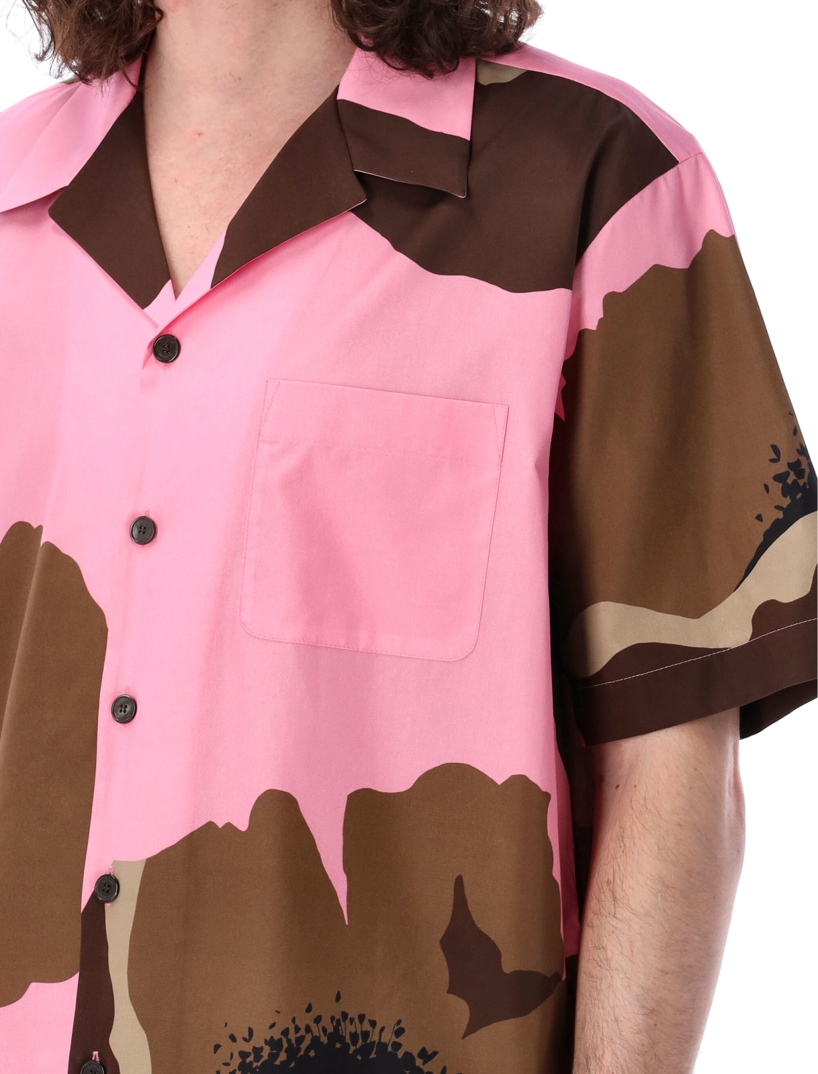 Shop Valentino Poplin Bowling Shirt In Bubble/clay