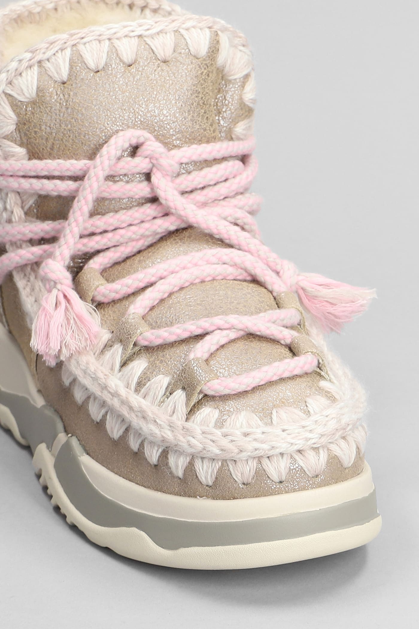 Shop Mou Trainer 02 Scoubidoo Sneakers In Beige Leather