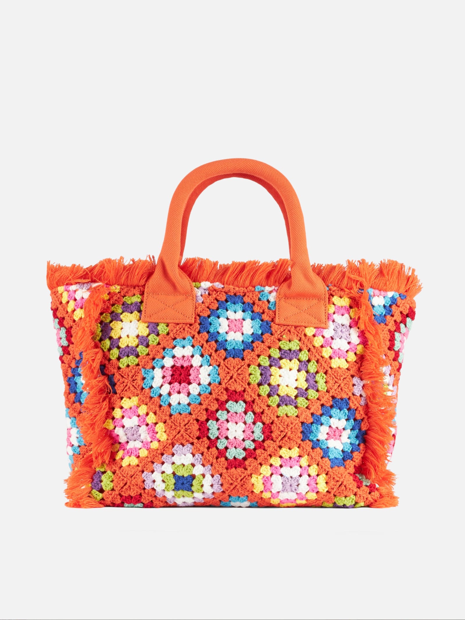 Shop Mc2 Saint Barth Vanity Crochet Shoulder Bag With Pattern In Orange