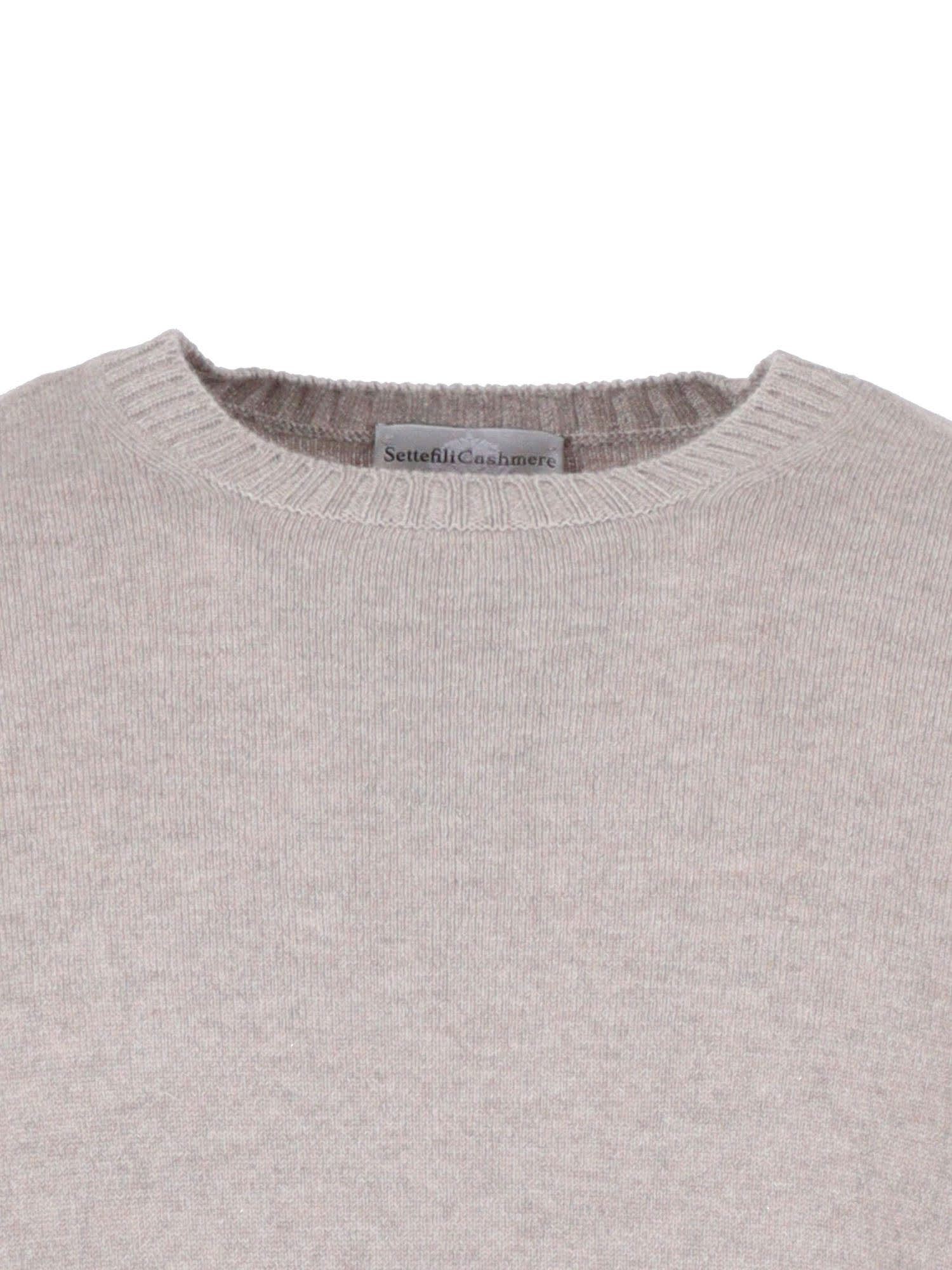 Settefili Cashmere French Shoulder Crew Neck Slim In Neutral