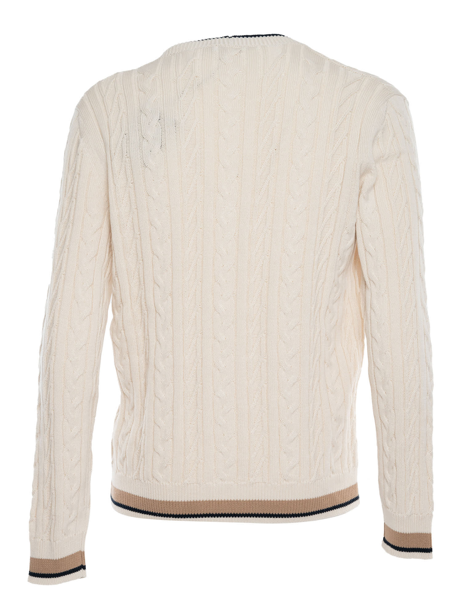 Shop Peserico Cable Knit Cardigan In Cream