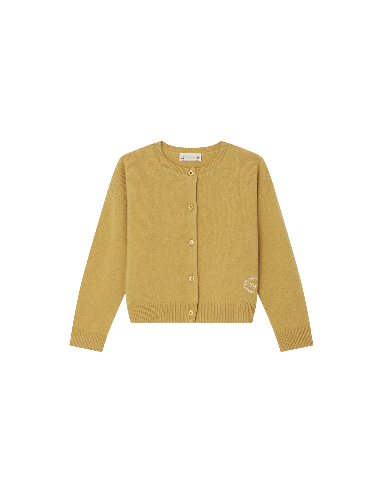 Bonpoint Logo-embroidered Cashmere Cardigan In Giallo