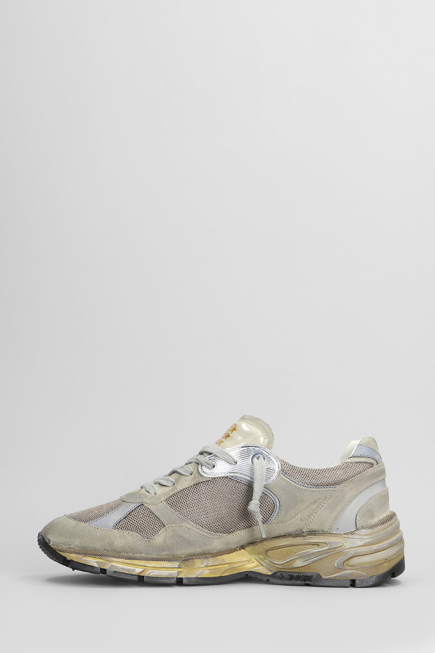 Shop Golden Goose Running Sneakers In Taupe Suede And Fabric