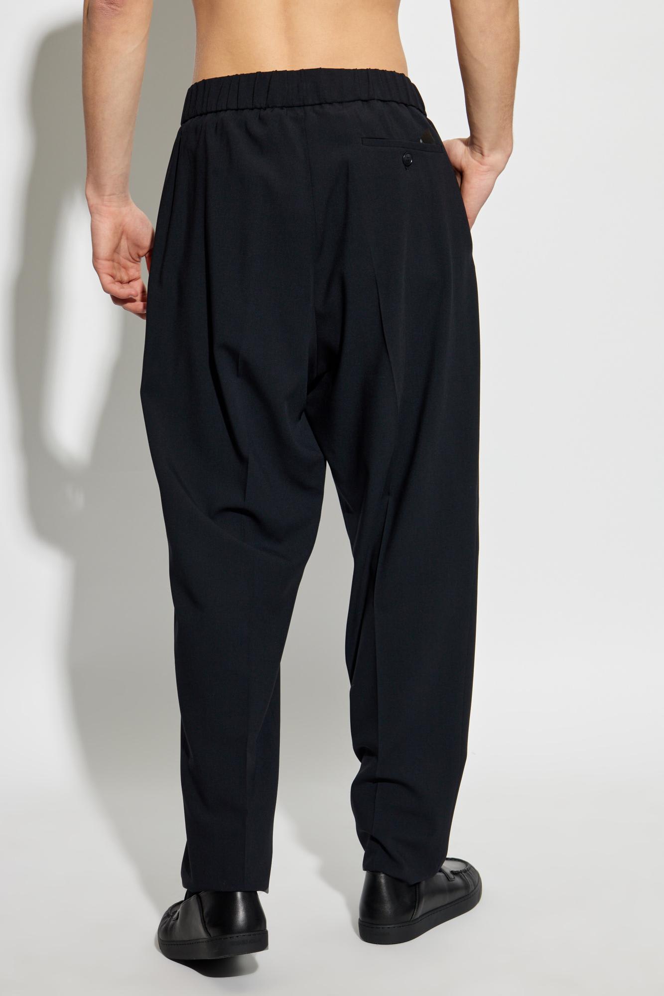 Giorgio Armani Cupro And Viscose Jacquard One-dart Trousers In Blue
