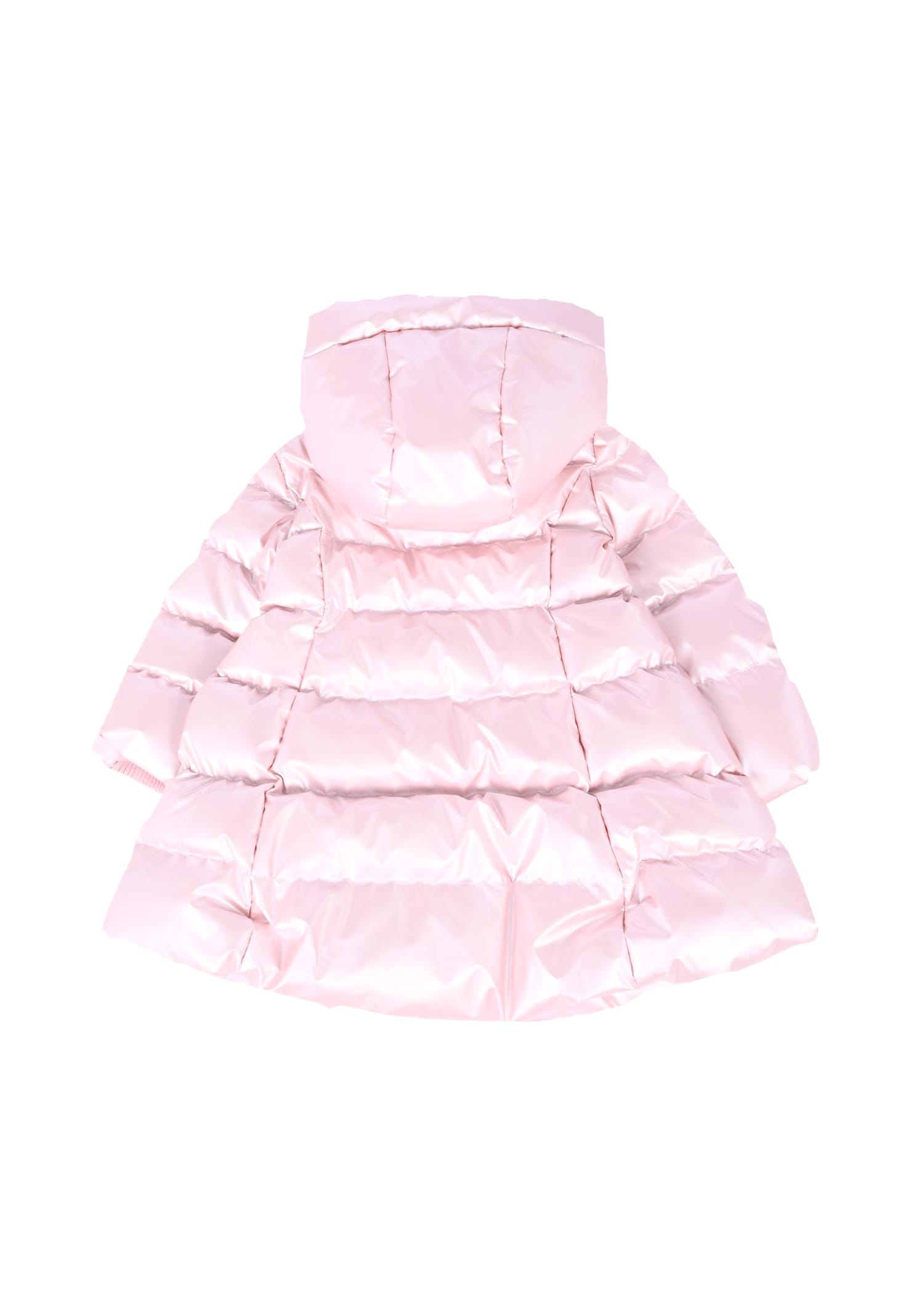 Monnalisa Pink Down Jacket For Baby Girl With Logo In Pink