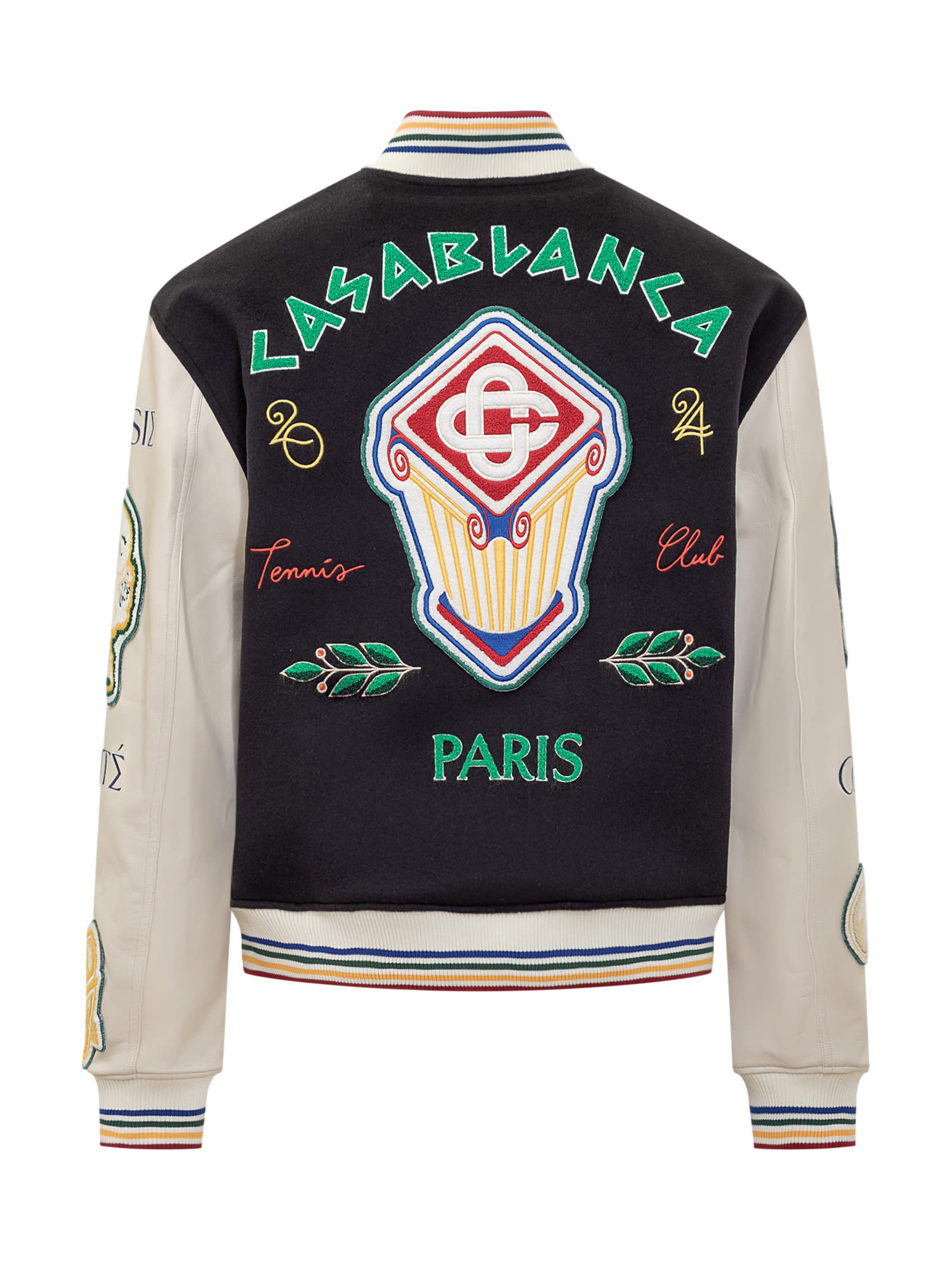 Shop Casablanca Chenille Bomber In Bianco Blue