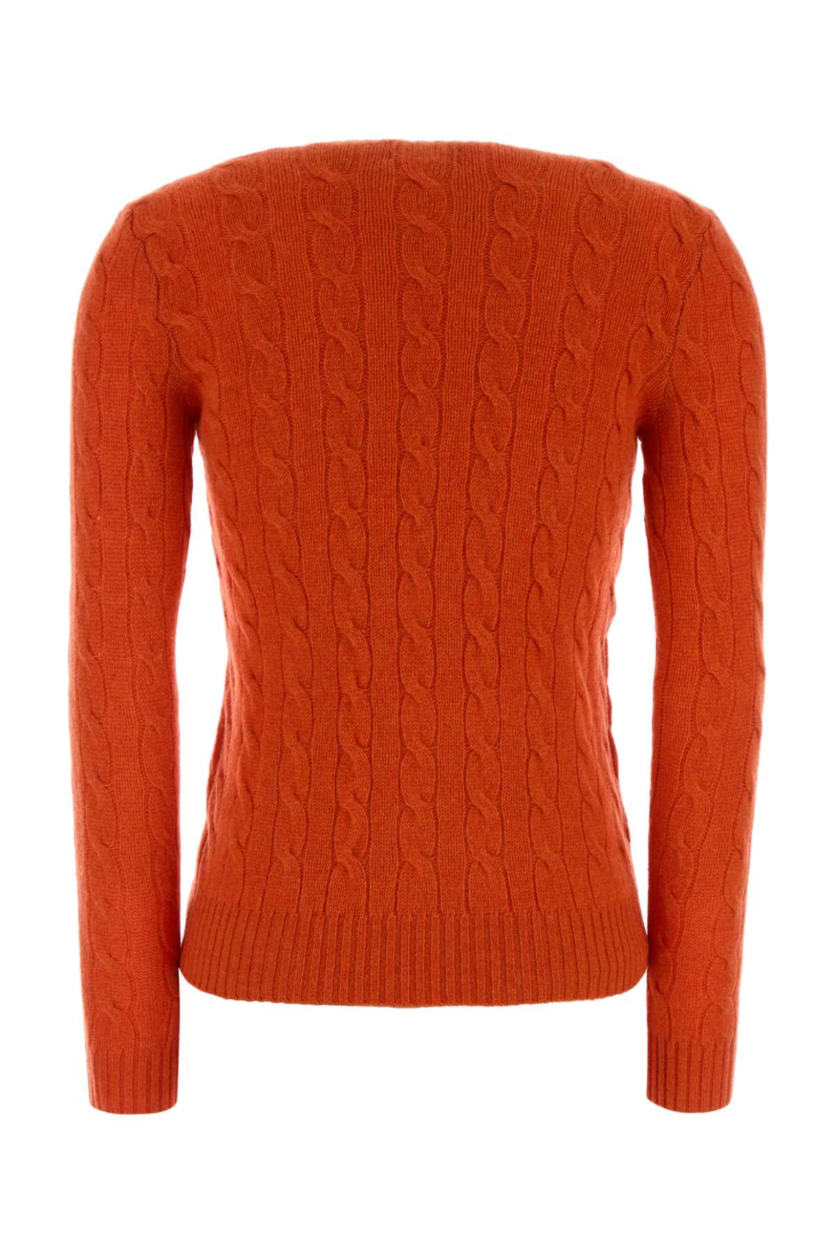 Polo Ralph Lauren Cable Knit Pullover With Ribbed Finish In Orange