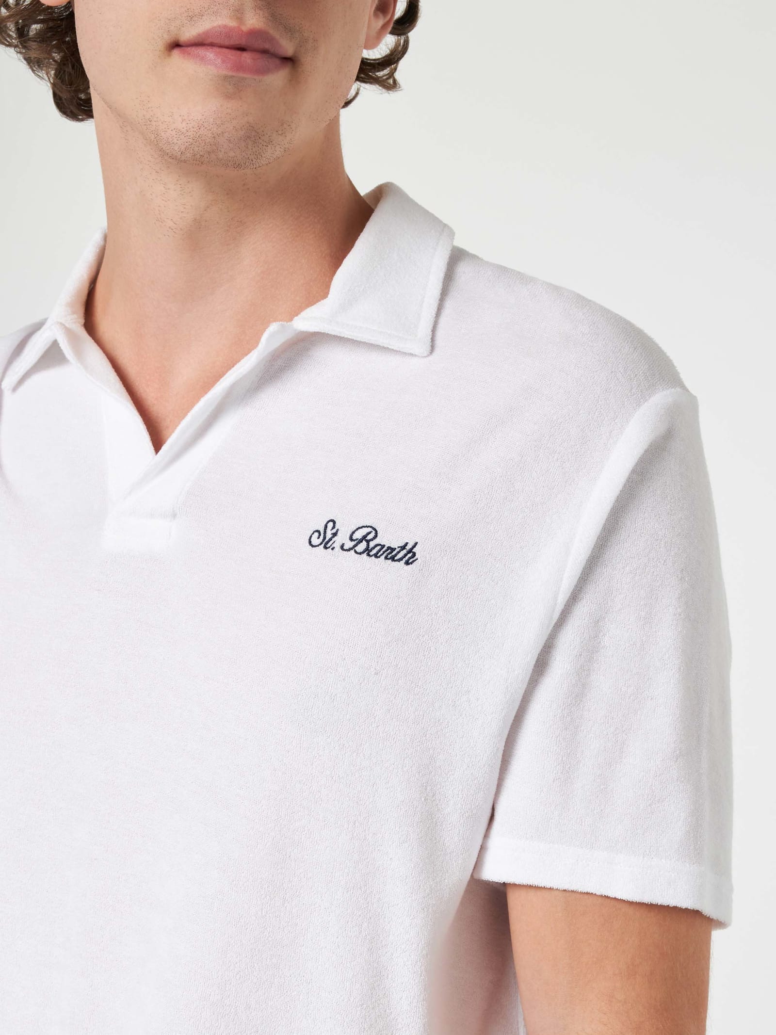 MC2 SAINT BARTH MAN WHITE TERRY POLO SHIRT JEREMY