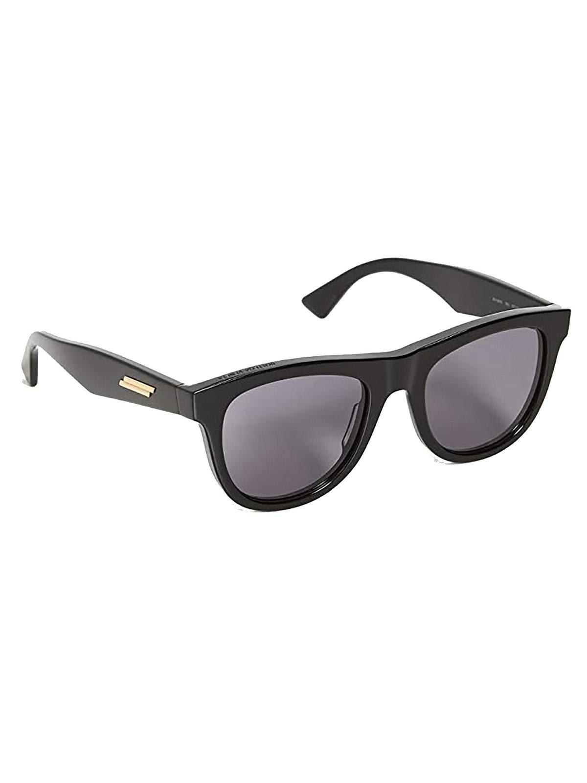 Shop Bottega Veneta Round Frame Sunglasses In 001 Black Black Grey