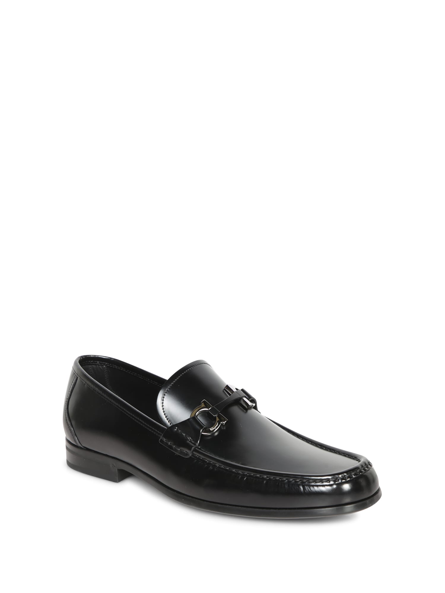 Shop Ferragamo Grandioso Buckle Black Loafers