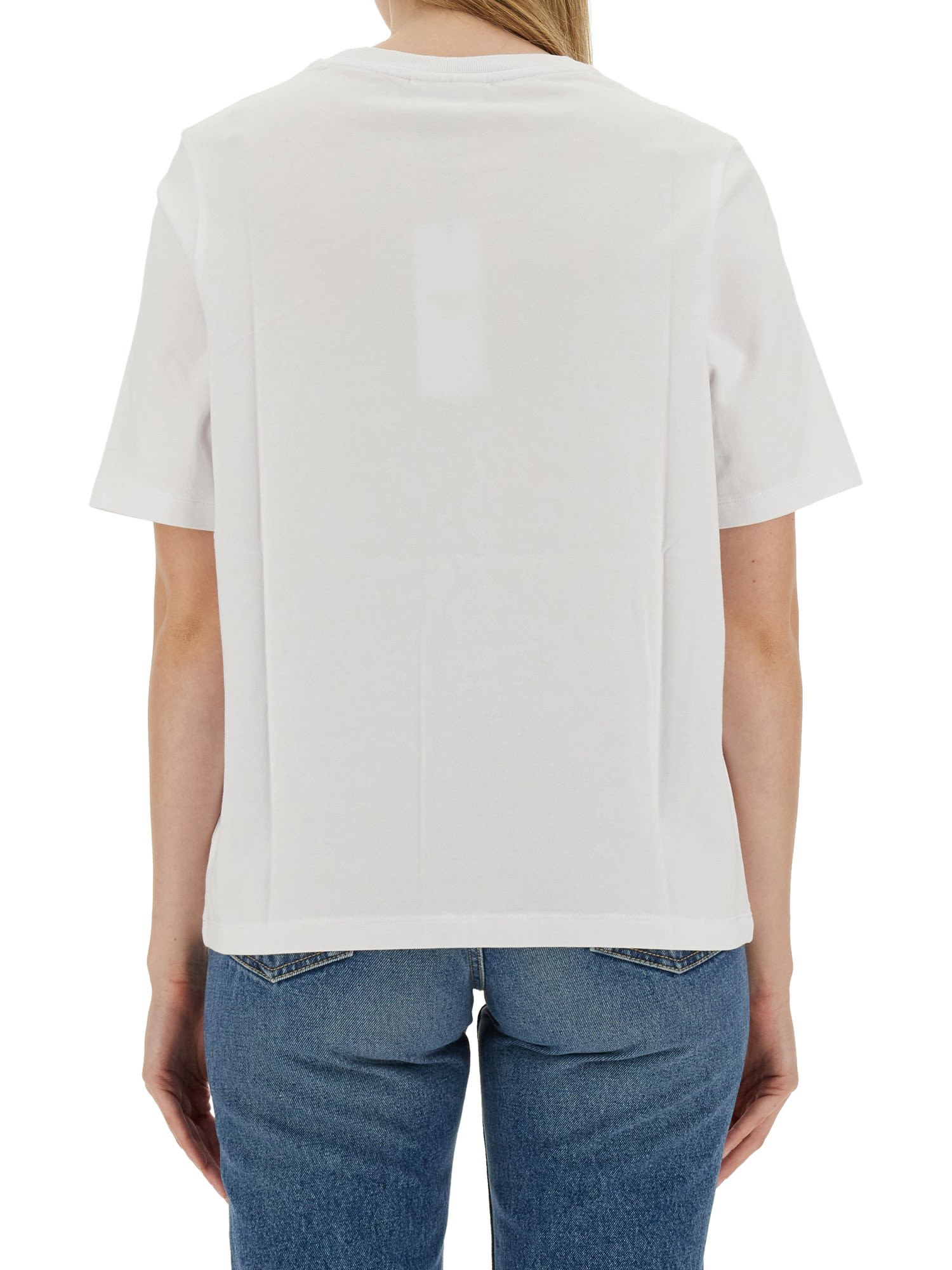 Shop Maison Kitsuné T-shirt With Fox Patch In White