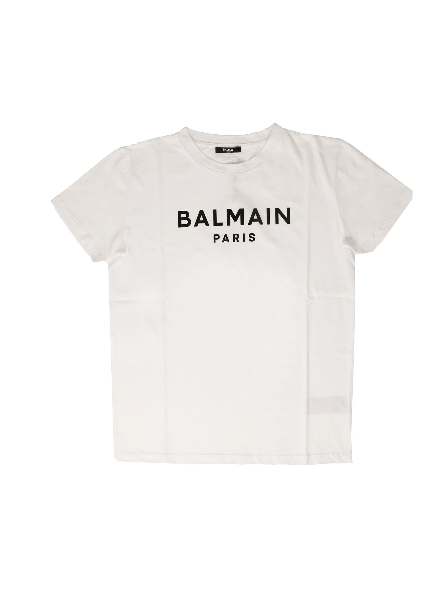 Balmain White Short Sleeve T-shirt With Logo