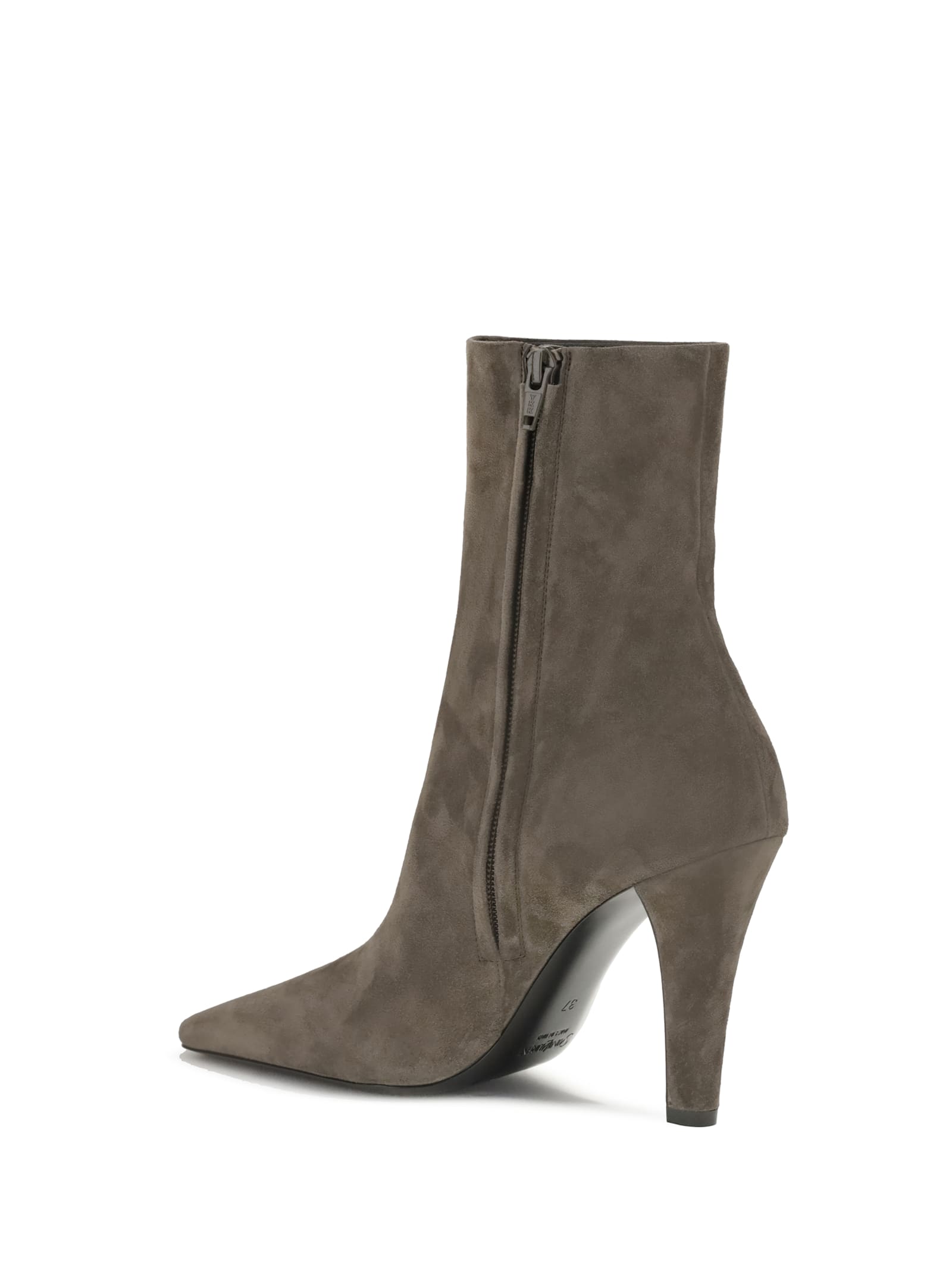 Saint Laurent Jill Suede Ankle Boots In Green