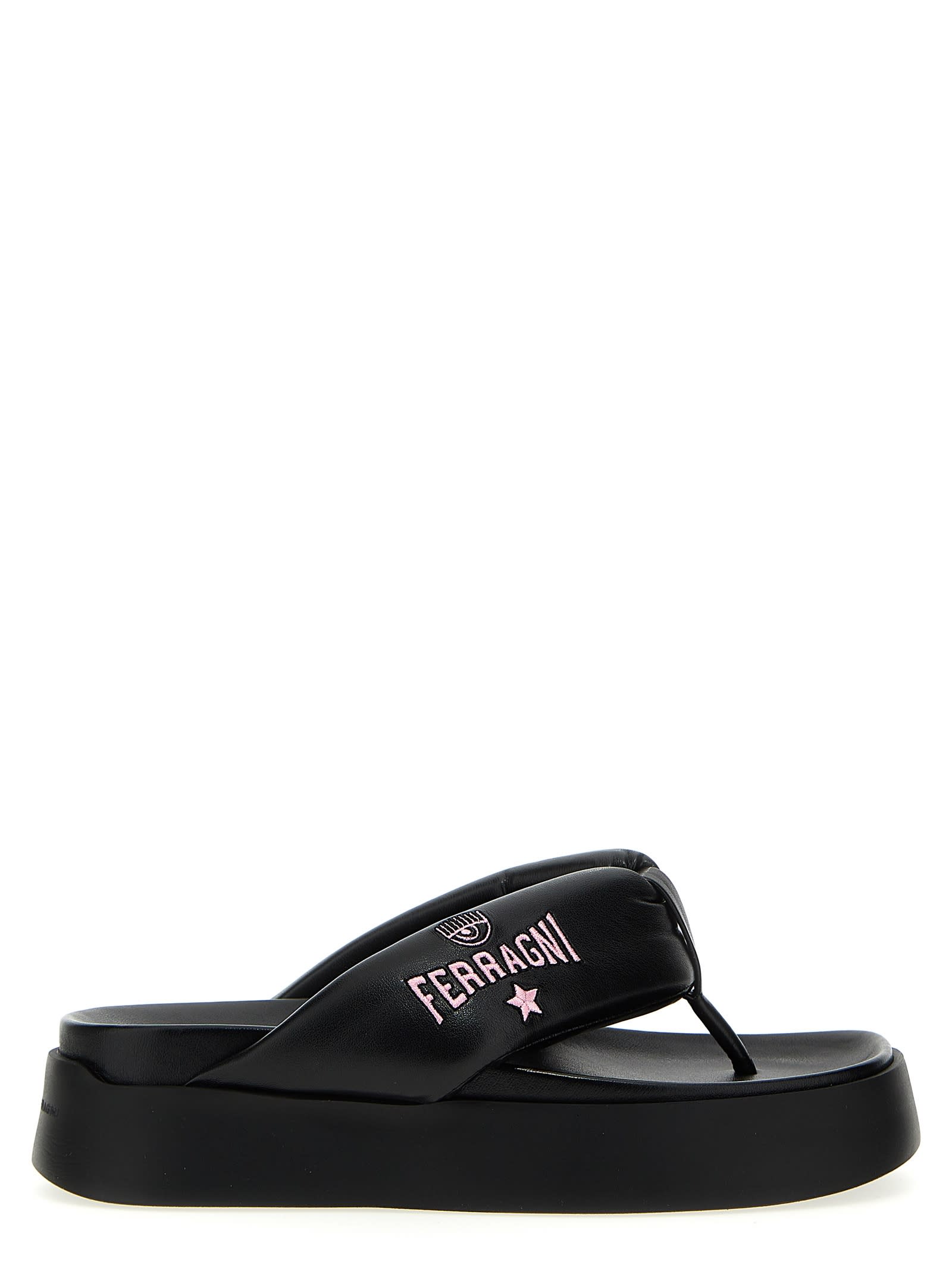 Chiara Ferragni Synthetic Fibers Flip-flops In Black