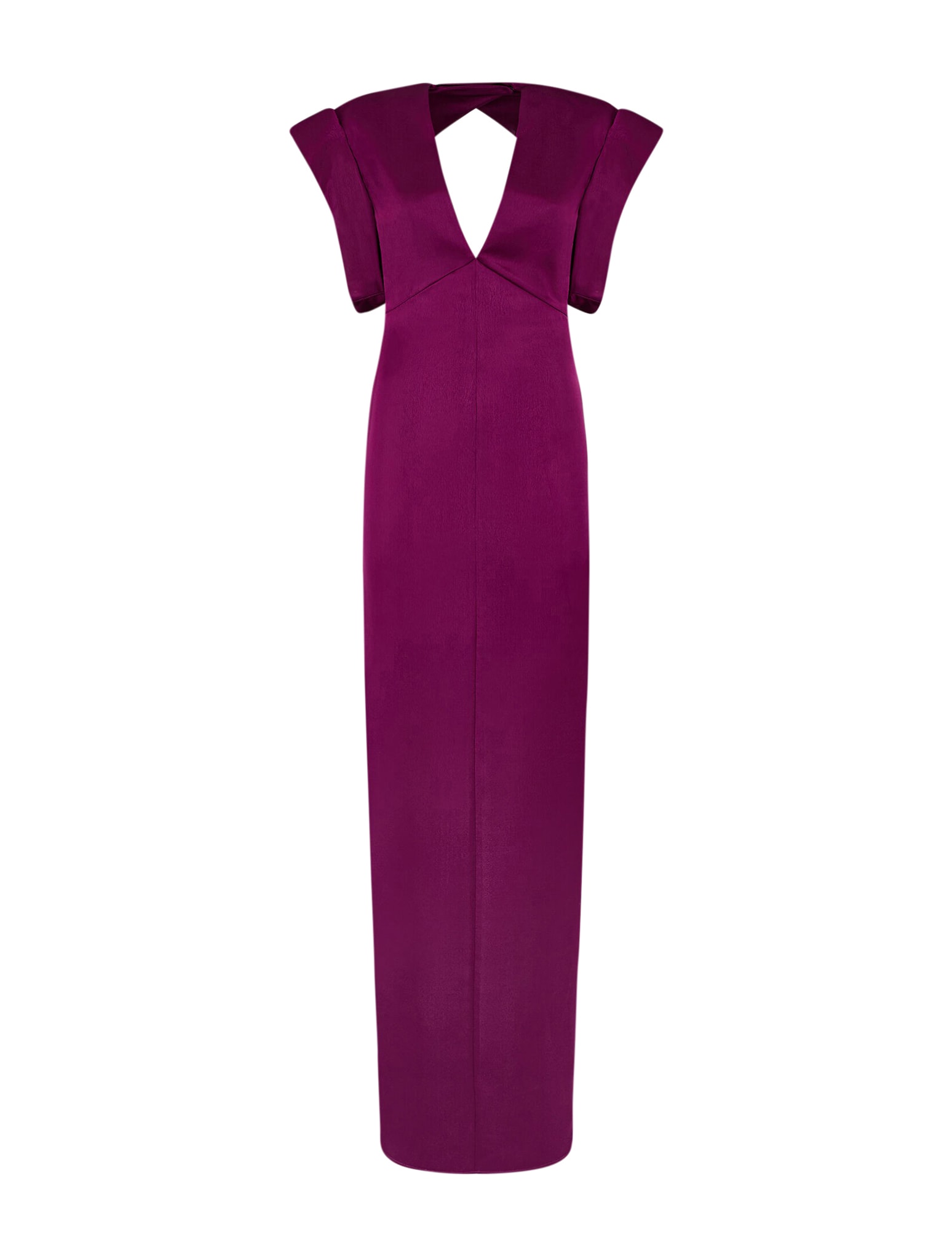 Attico Long Double Satin Dress In Burgundy