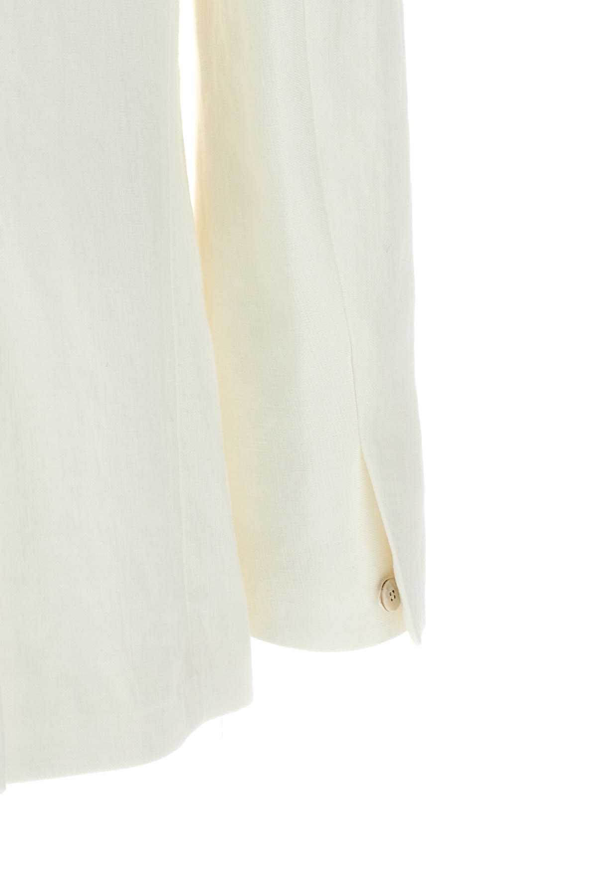 Shop Chloé Single Breast Linen Blazer Jacket In White