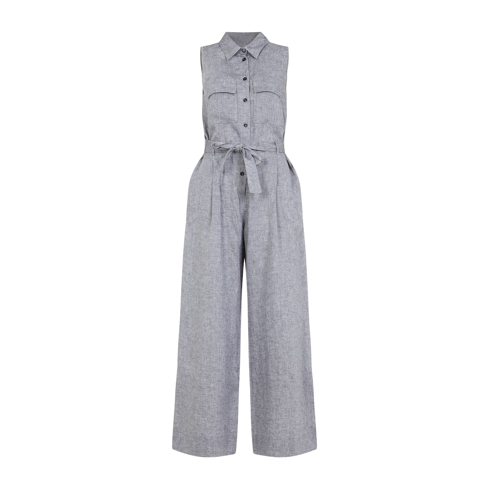Shop Peserico Long Linen Jumpsuit In Blu