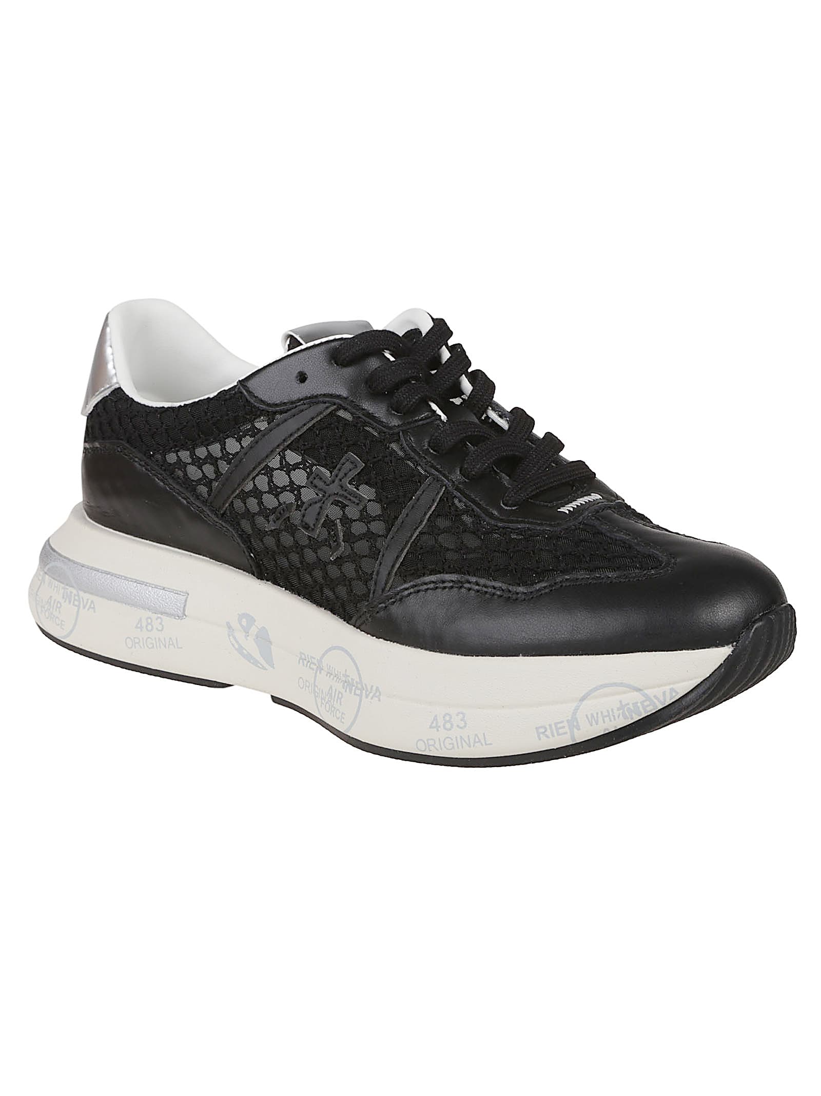 Premiata Mesh Panel Sneakers Metallic Accent