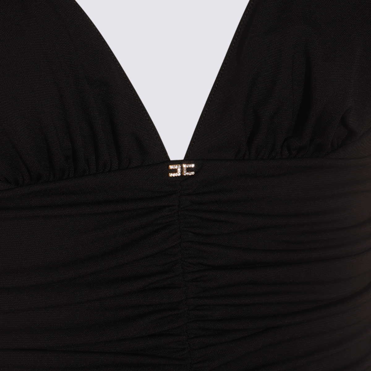 Elisabetta Franchi Long-sleeve Ruched Bodysuit In Black