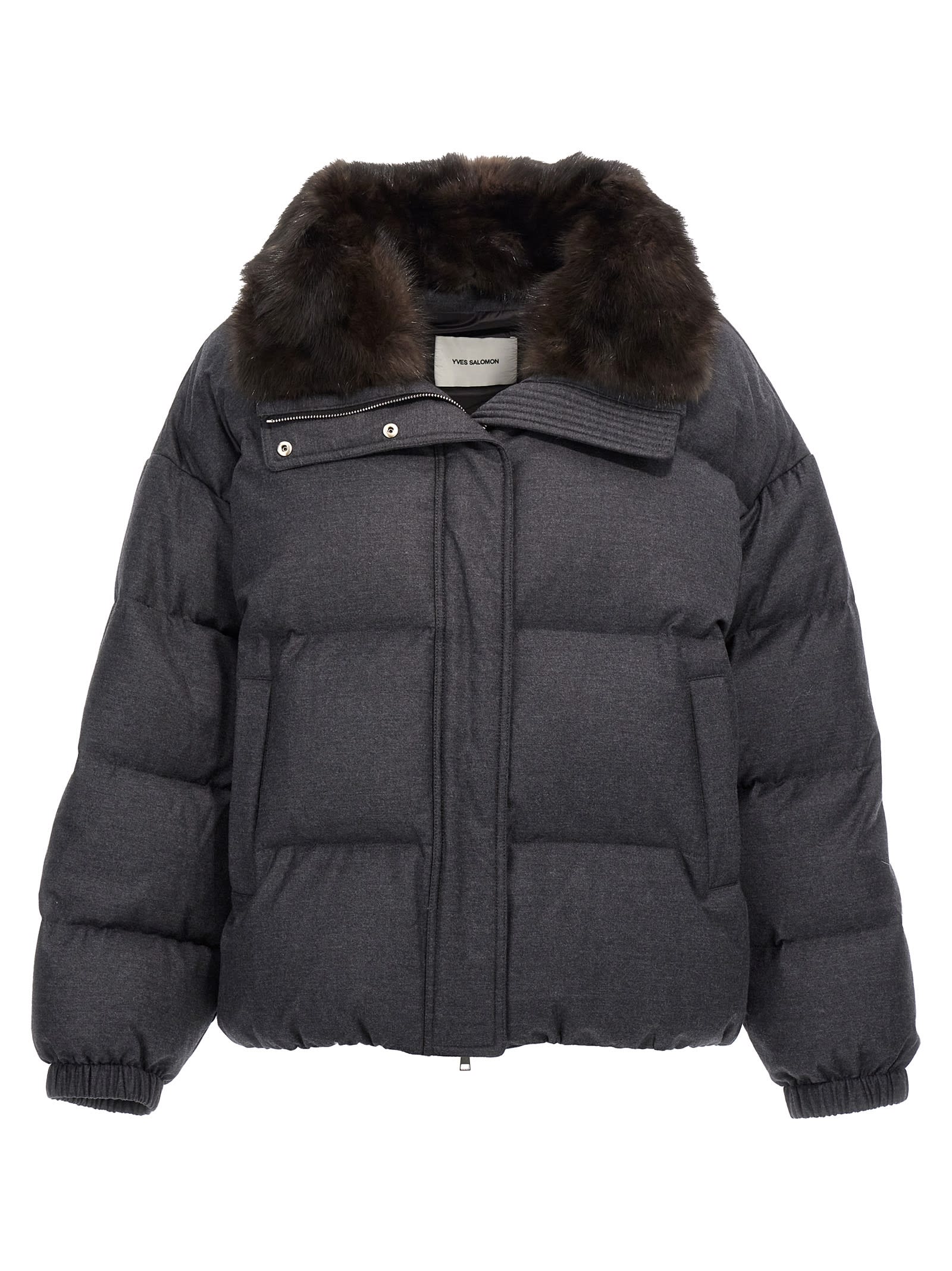 Shop Yves Salomon Doudoune Down Jacket In Gray