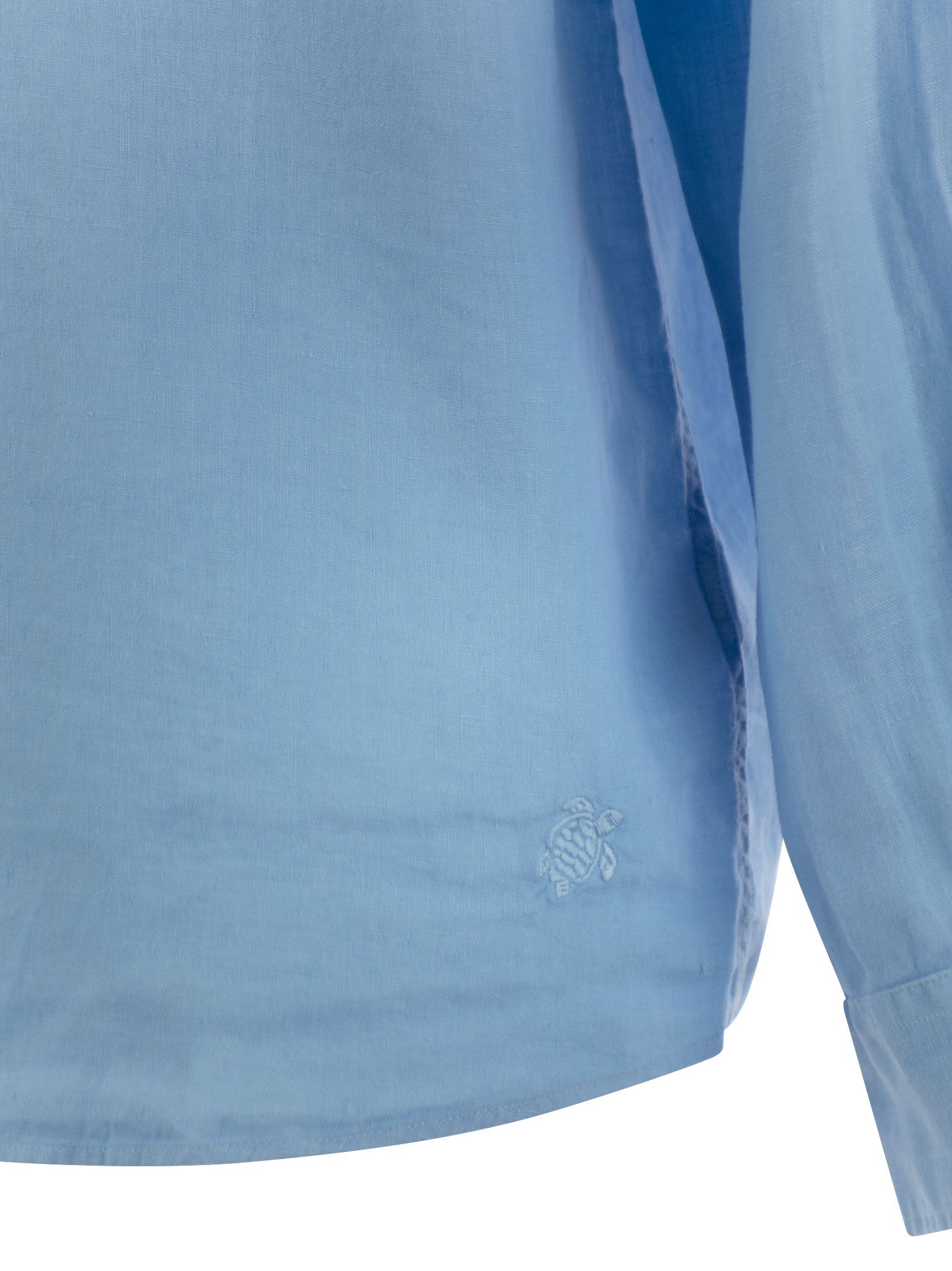 Shop Vilebrequin Long-sleeved Linen Shirt In Light Blue