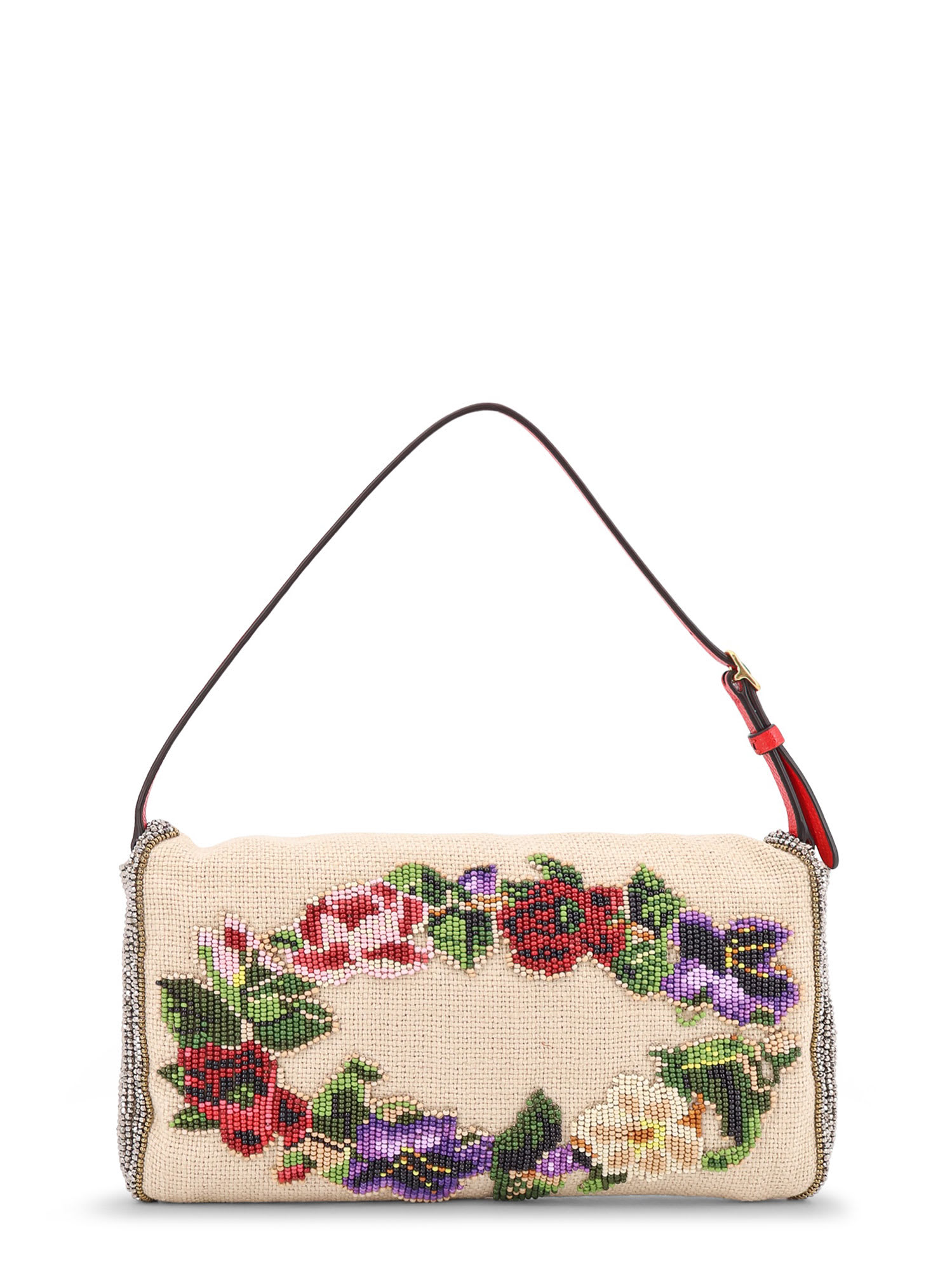 Valentino Vain Soft Beads Embroidered Linen Shoulder Bag
