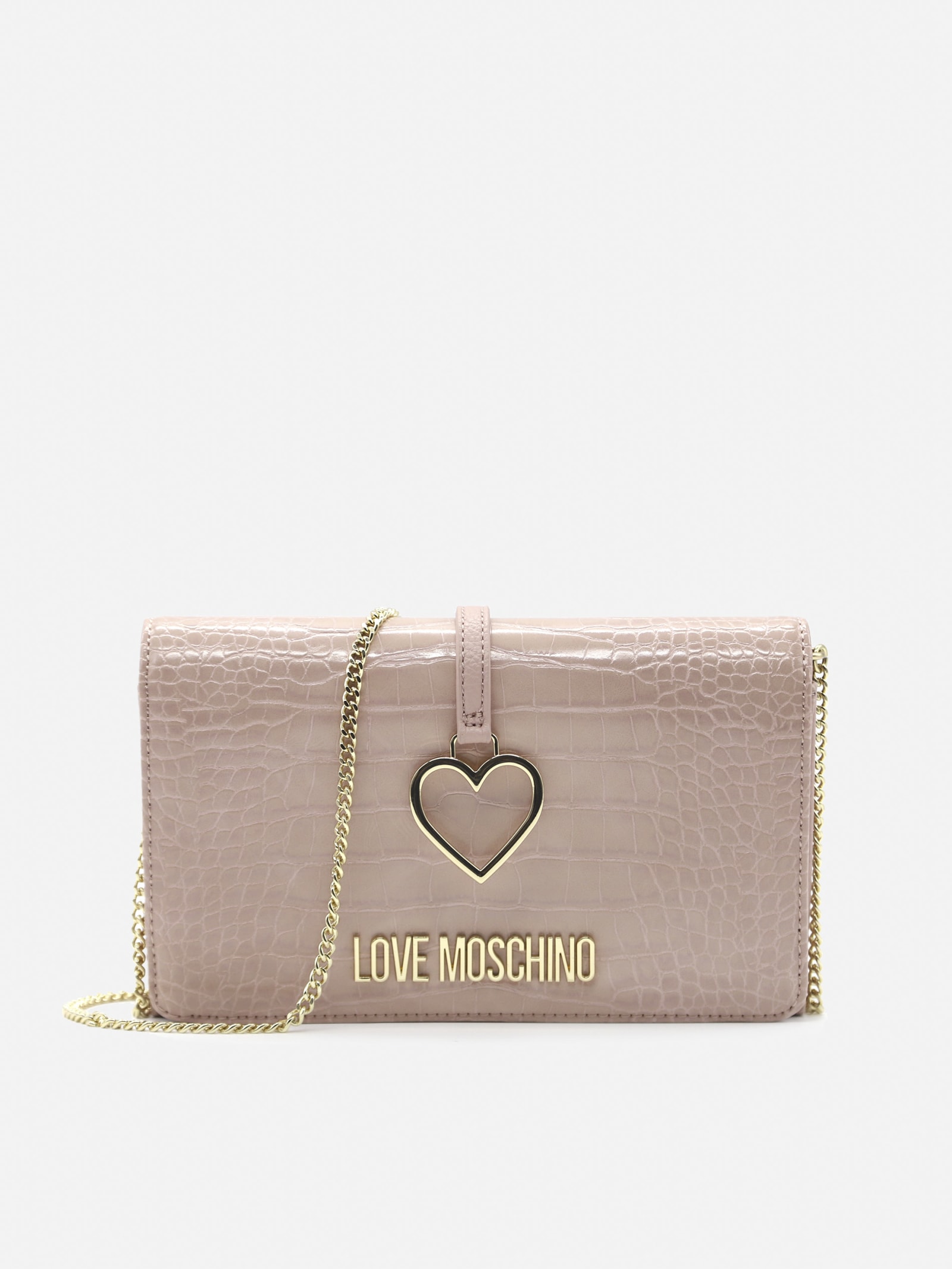 Love Moschino Croc Effect Shoulder Bag With Logo Detail
