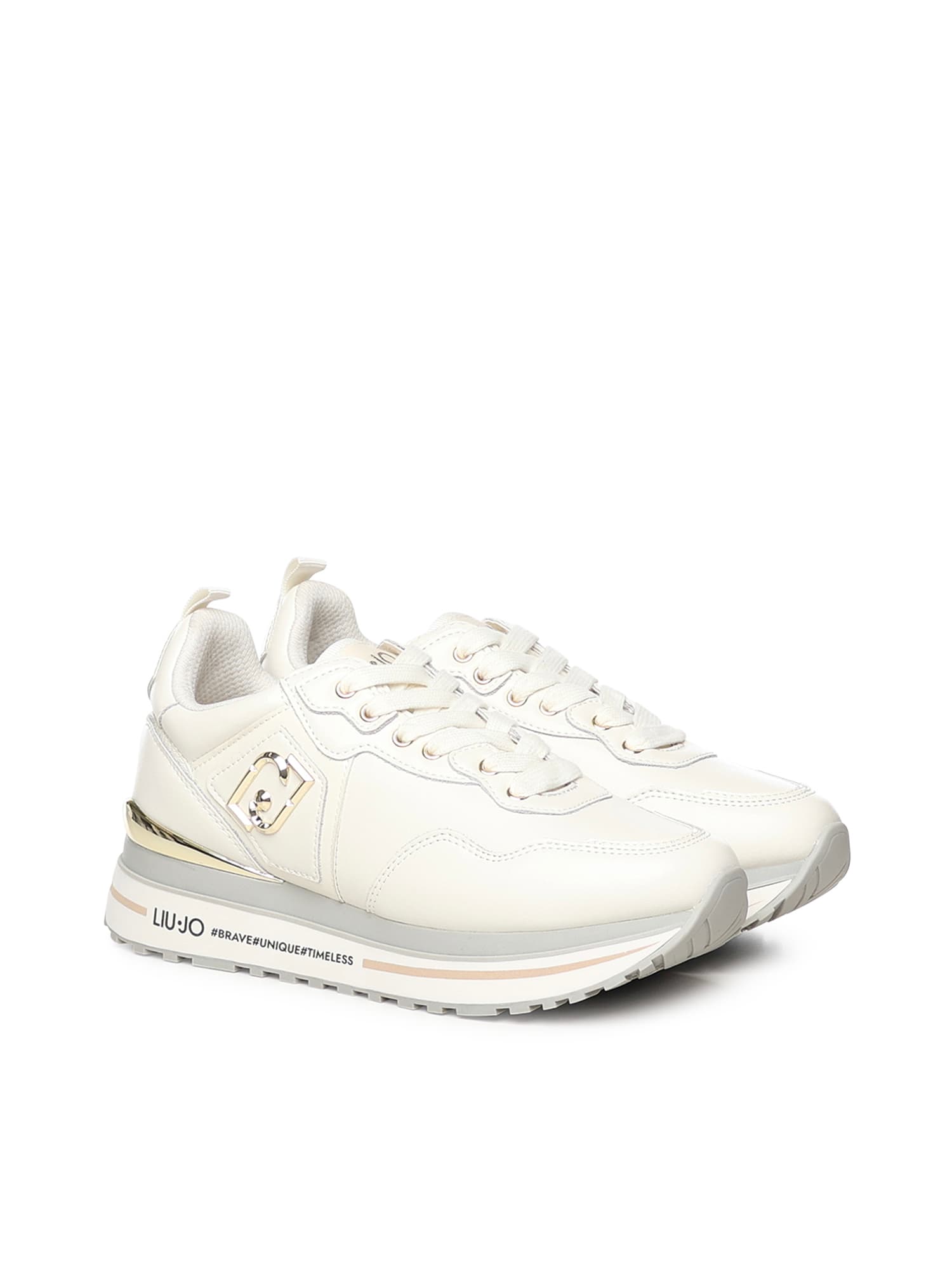 Liu •jo Leather Platform Sneakers In White