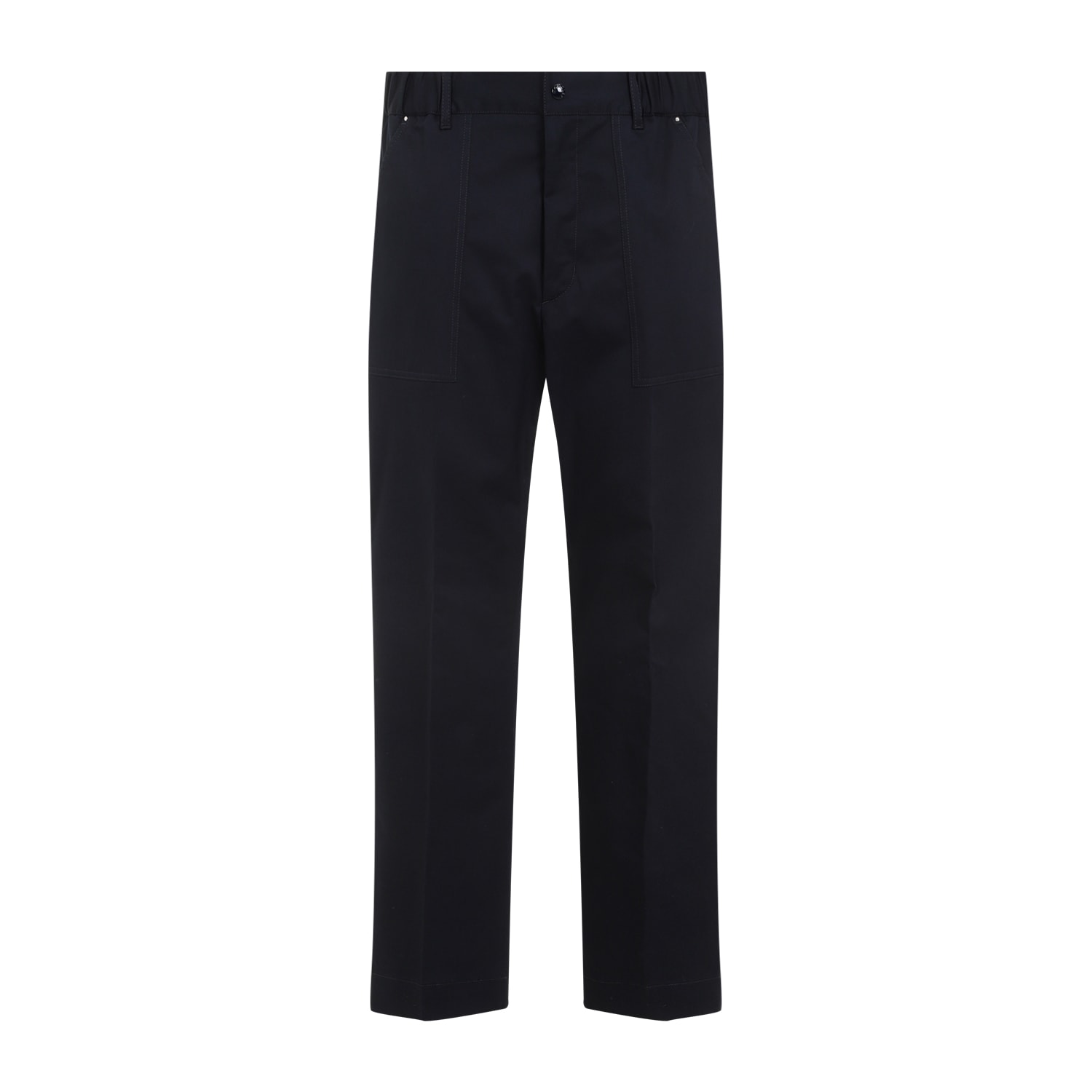 Shop Moncler Cotton Pants In Navy