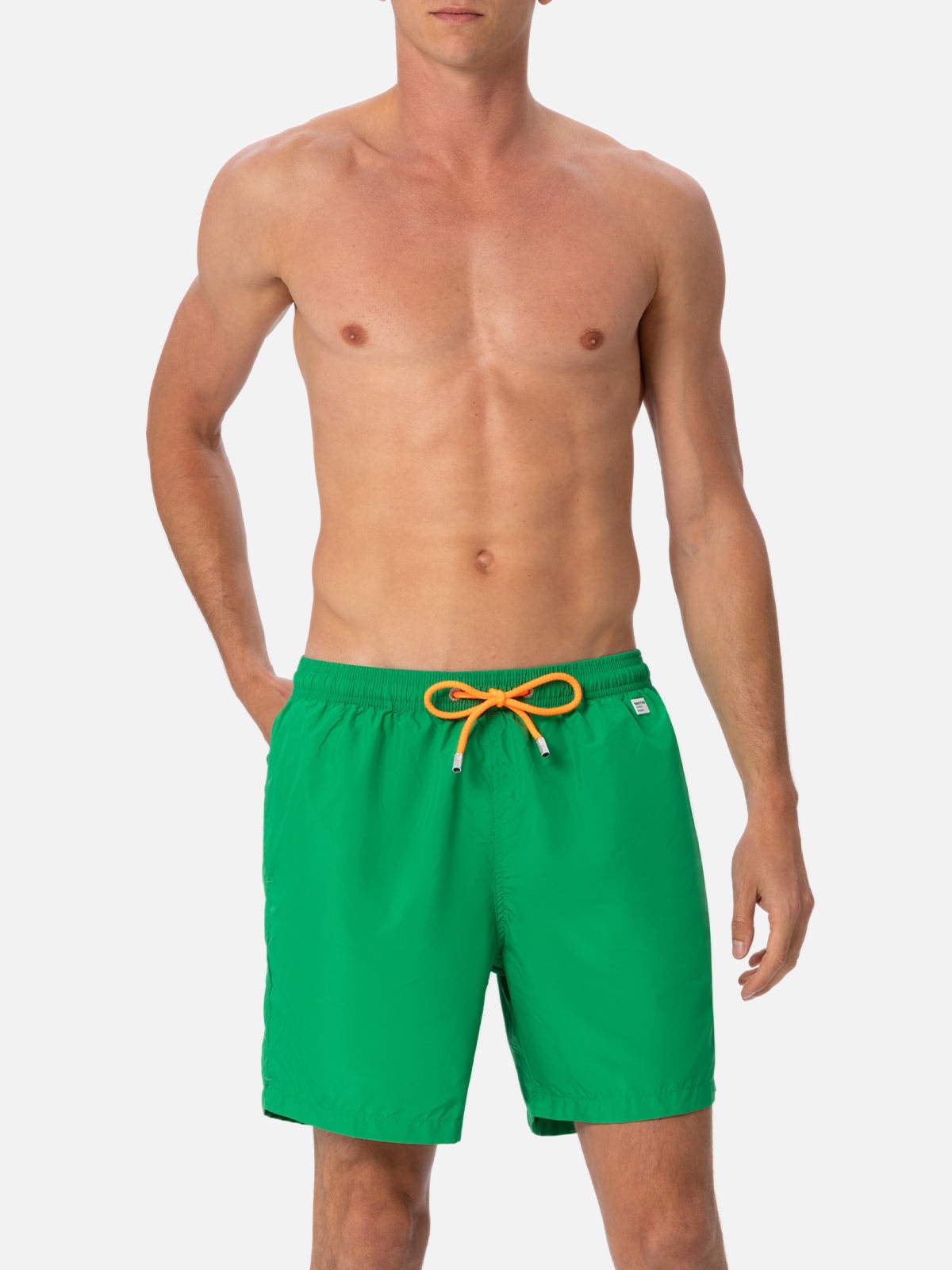 Mc2 Saint Barth Man Lightweight Fabric Grass Green Swim-shorts Lighting Pantone Pantone Special Edition In Green