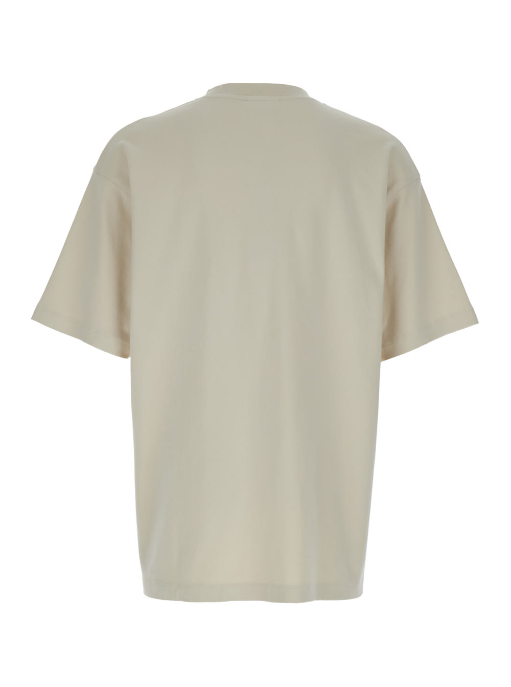 Shop Drôle De Monsieur Slogan Classique Beige Classic T-shirt With Logo Print In Cotton Blend Man In Mastic