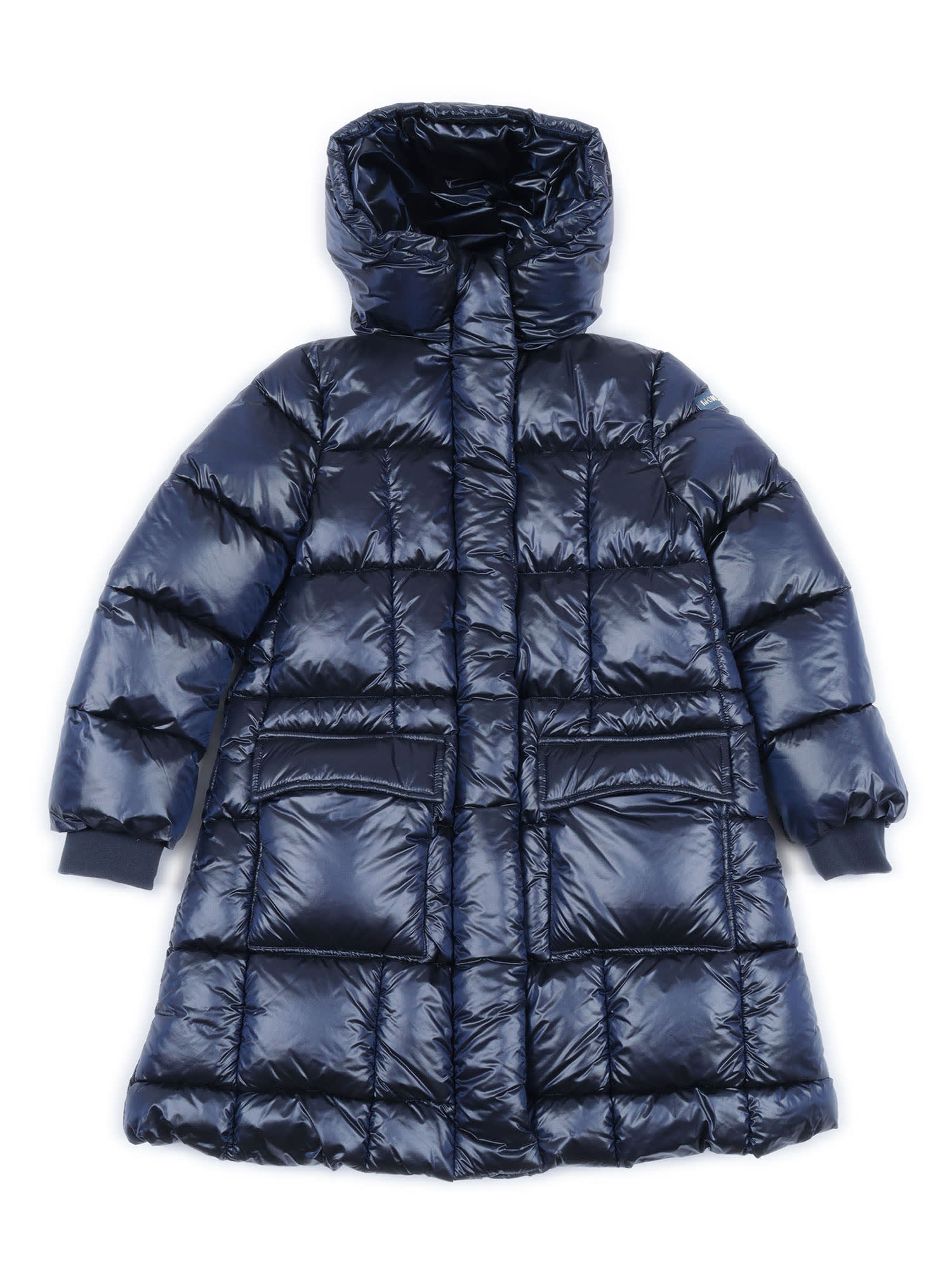 Monnalisa Hooded Puffer Jacket In Blue