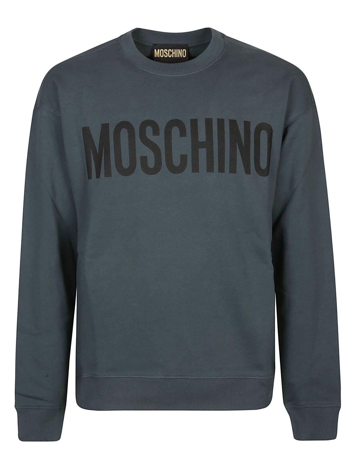 Shop Moschino Logo Printed Crewneck Sweatshirt In Verde