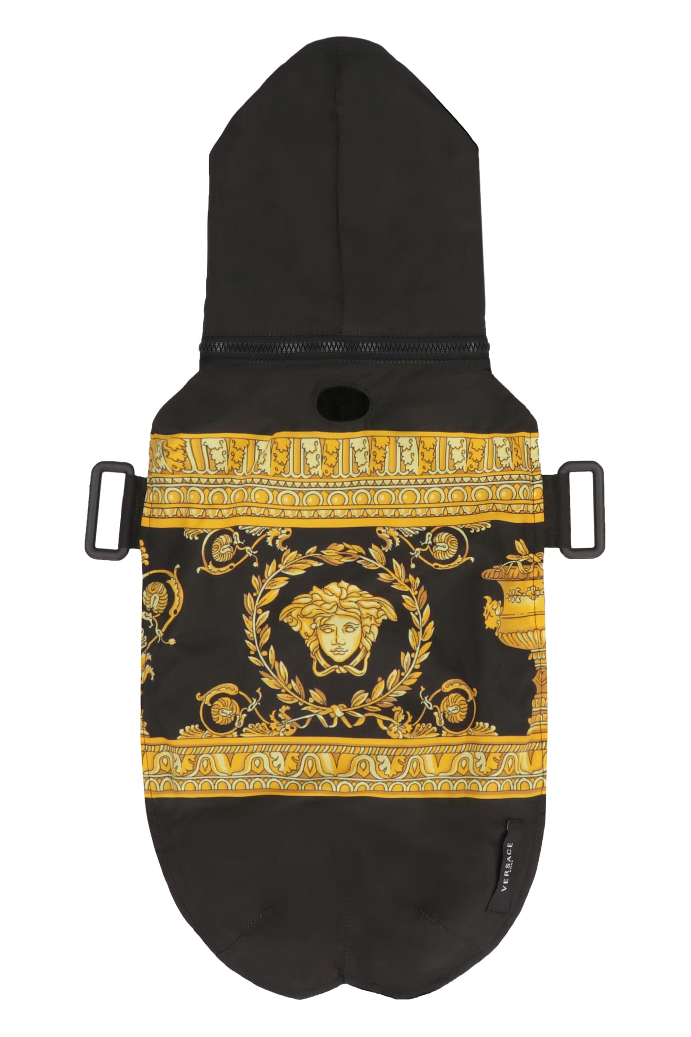 Shop Versace Dog Hooded Raincoat In Black