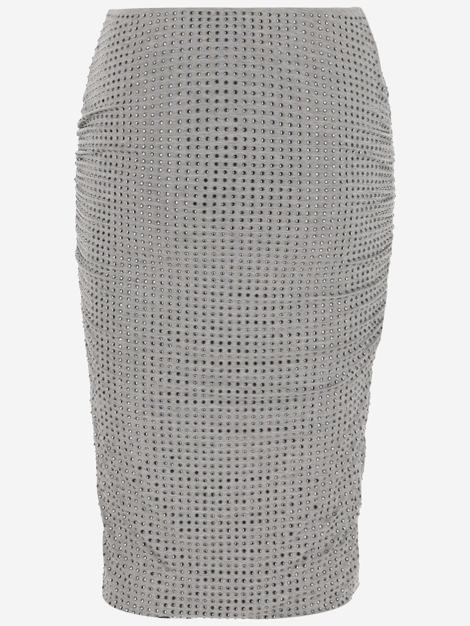 Shop Pinko Kedrin Viscose Blend Skirt With Rhinestones In Grey