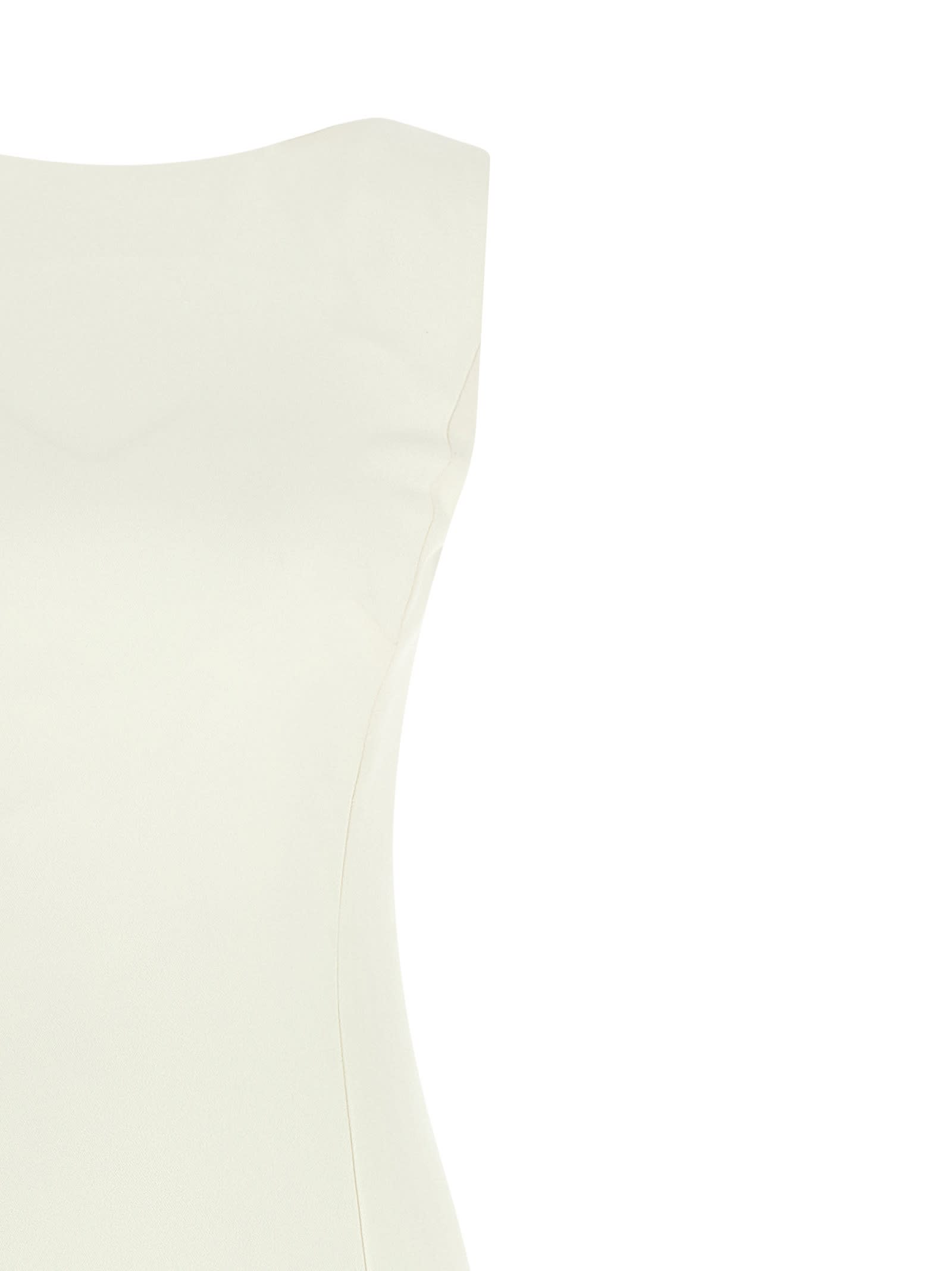 Pinko Ruffle Detail Midi Dress With Scoop Back In White