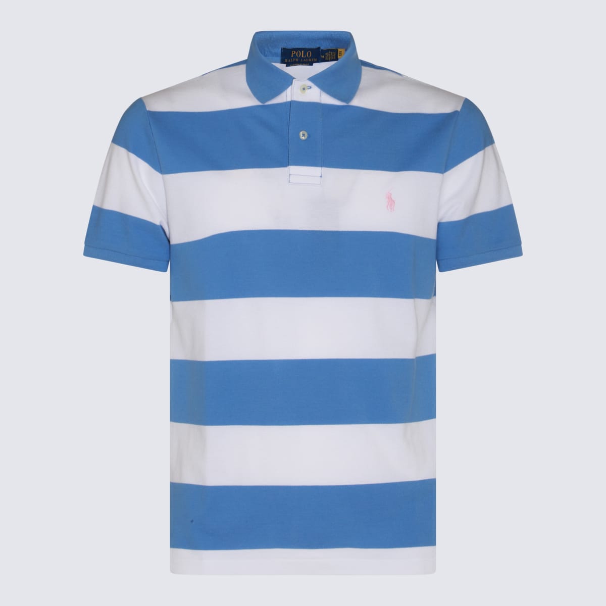 Shop Polo Ralph Lauren Light Blue And White Cotton Polo Shirt In Summer Blue/white