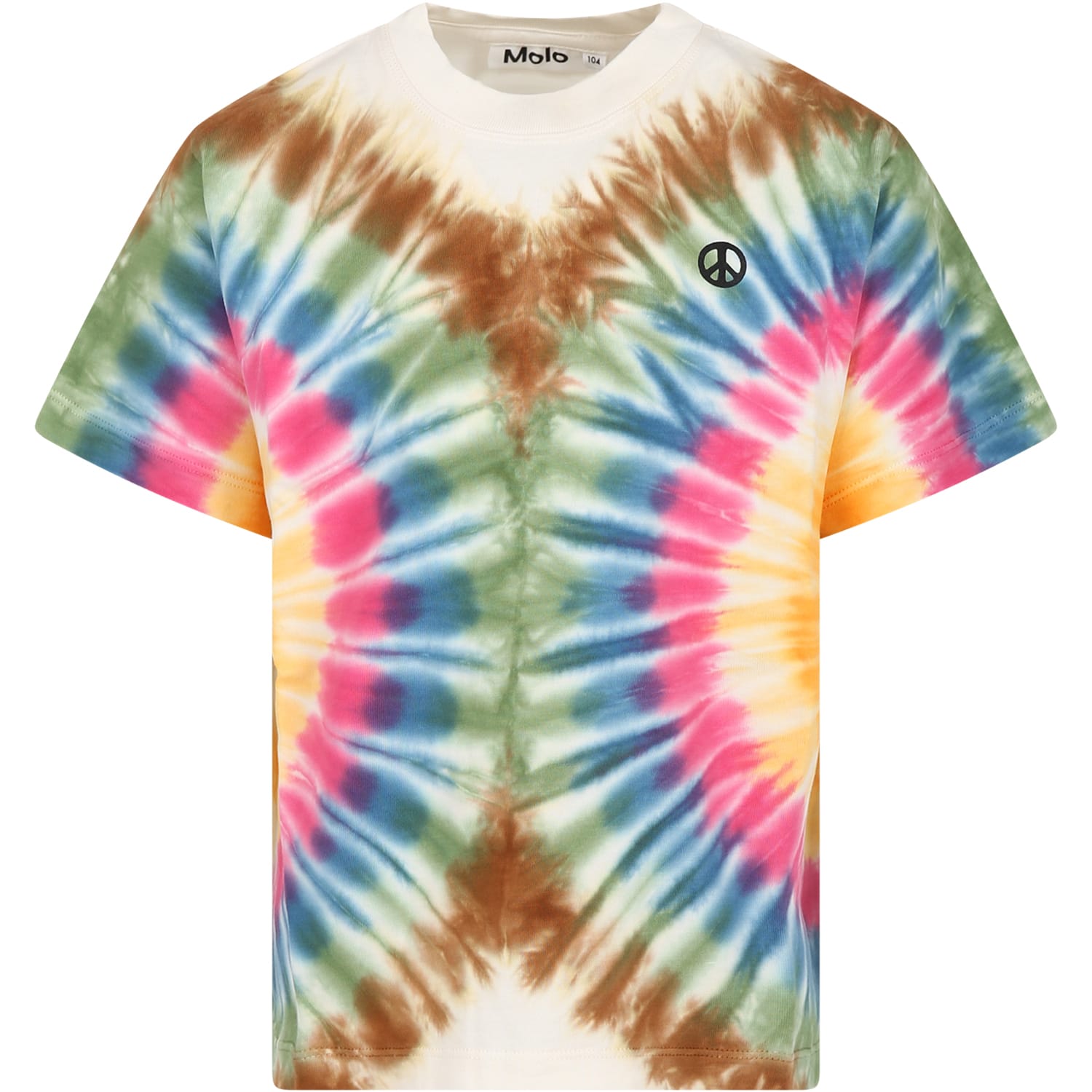 Molo Ivory T-sjhirt For Kids With Tie-dye Print In Multicolor