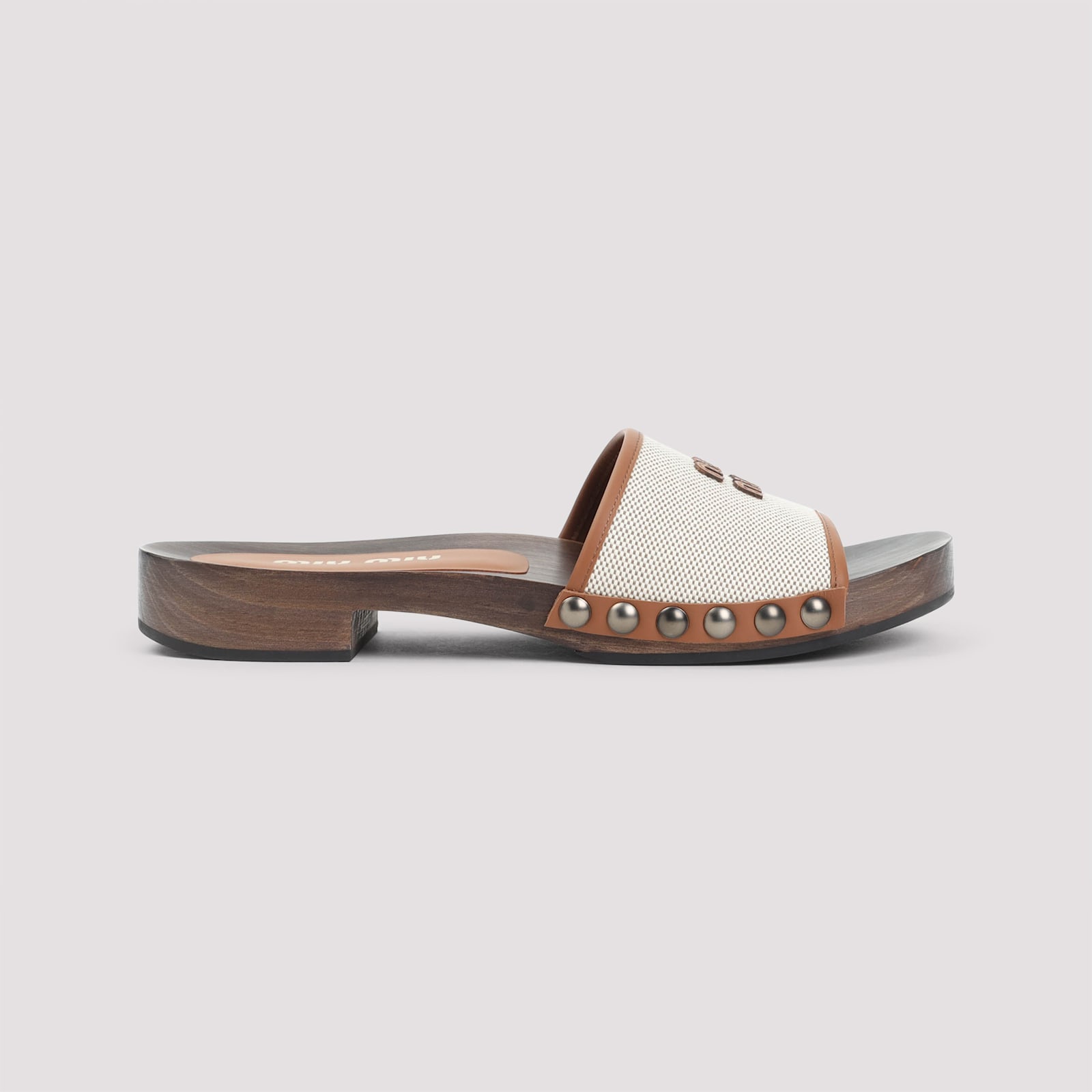 Miu Miu Canvas And Leather Clogs In White